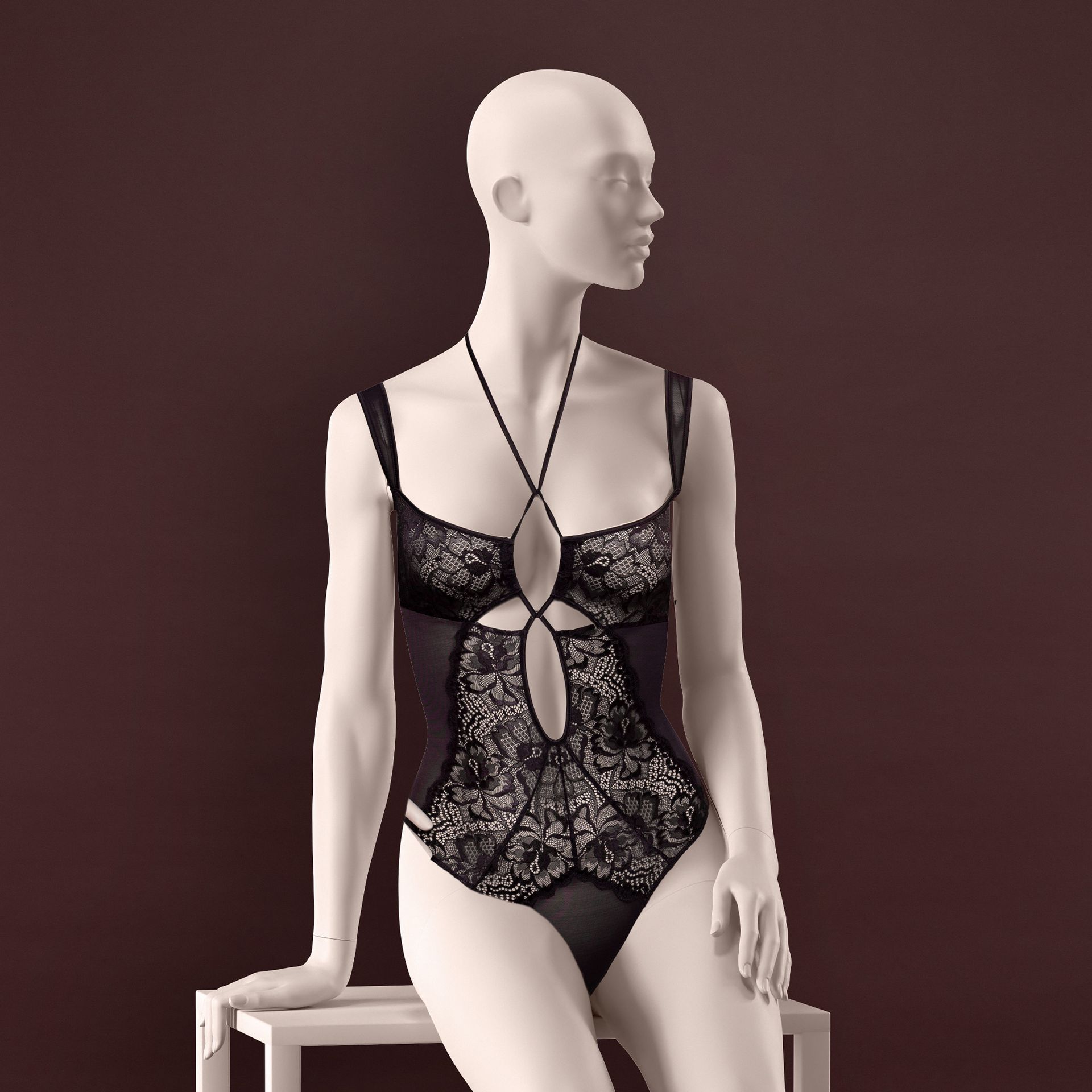 Lingerie mannequin dame B-cup huidskleur zittende pose 10B 