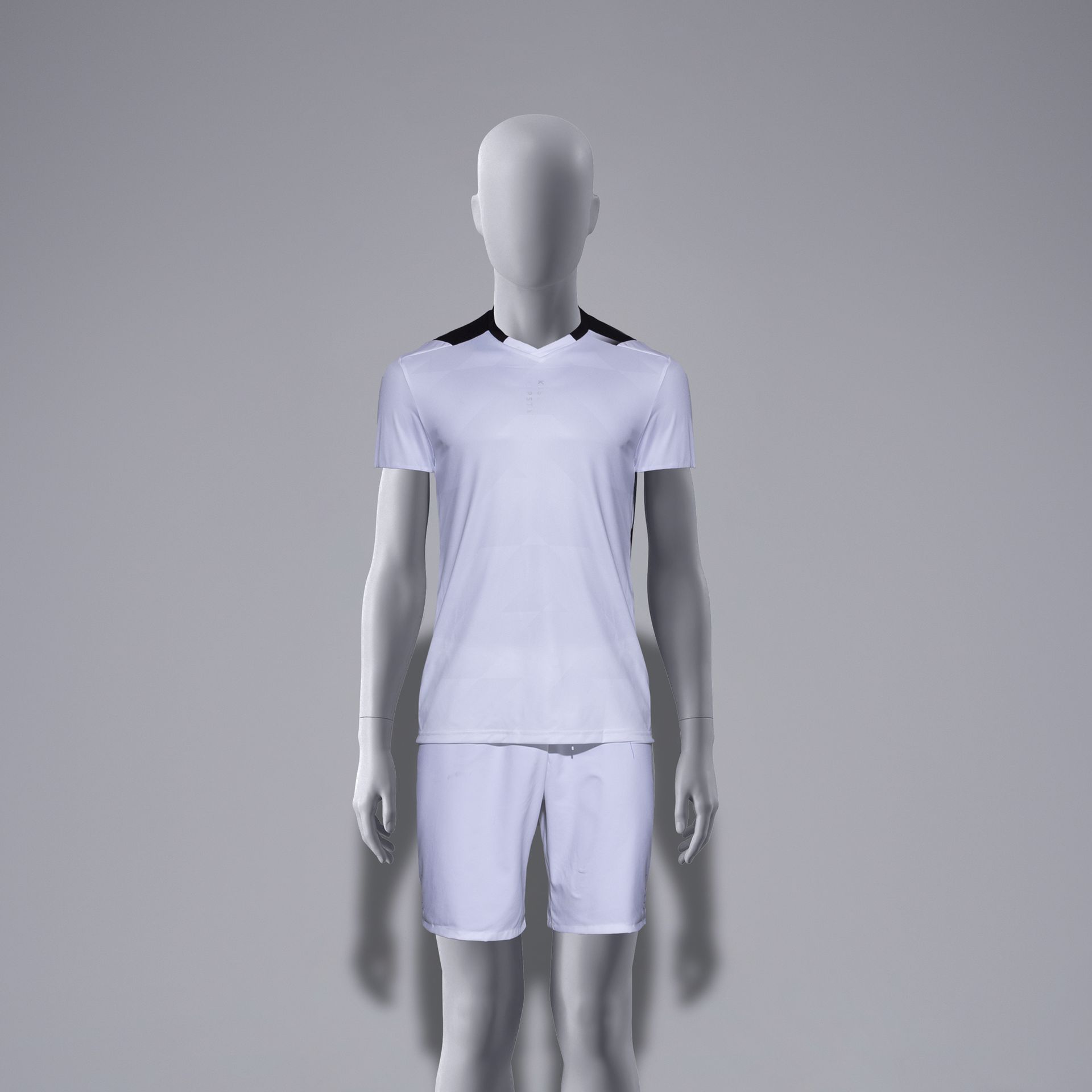 Maniquí de deporte niño, gris, 12 años, cabeza abstracta, postura de pie 604