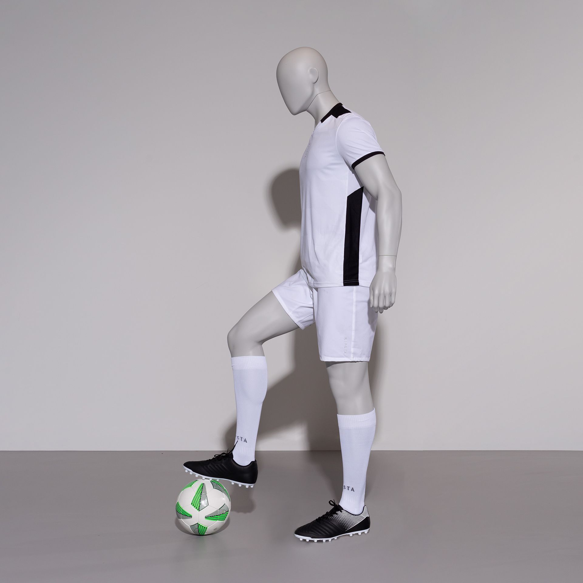 Soccer sport mannequin, male, grey, abstract head, standing pose 320