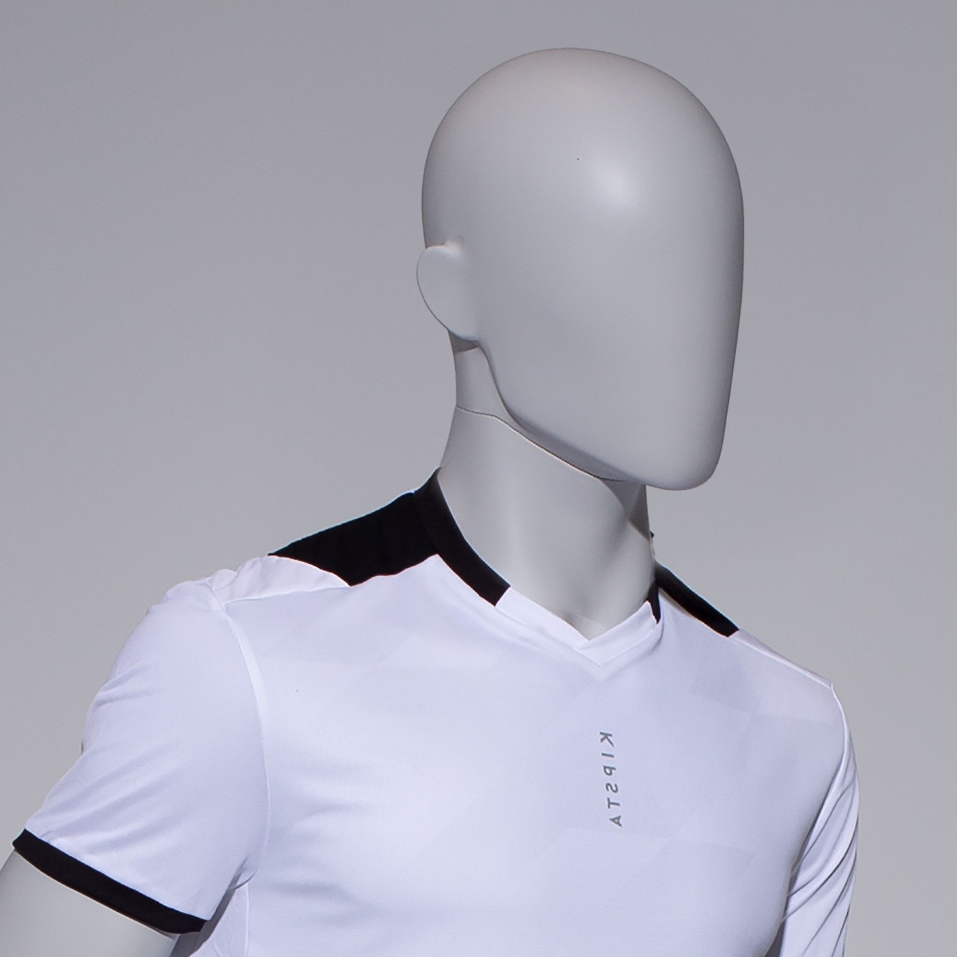 Soccer sport mannequin, male, grey, abstract head, standing pose 322