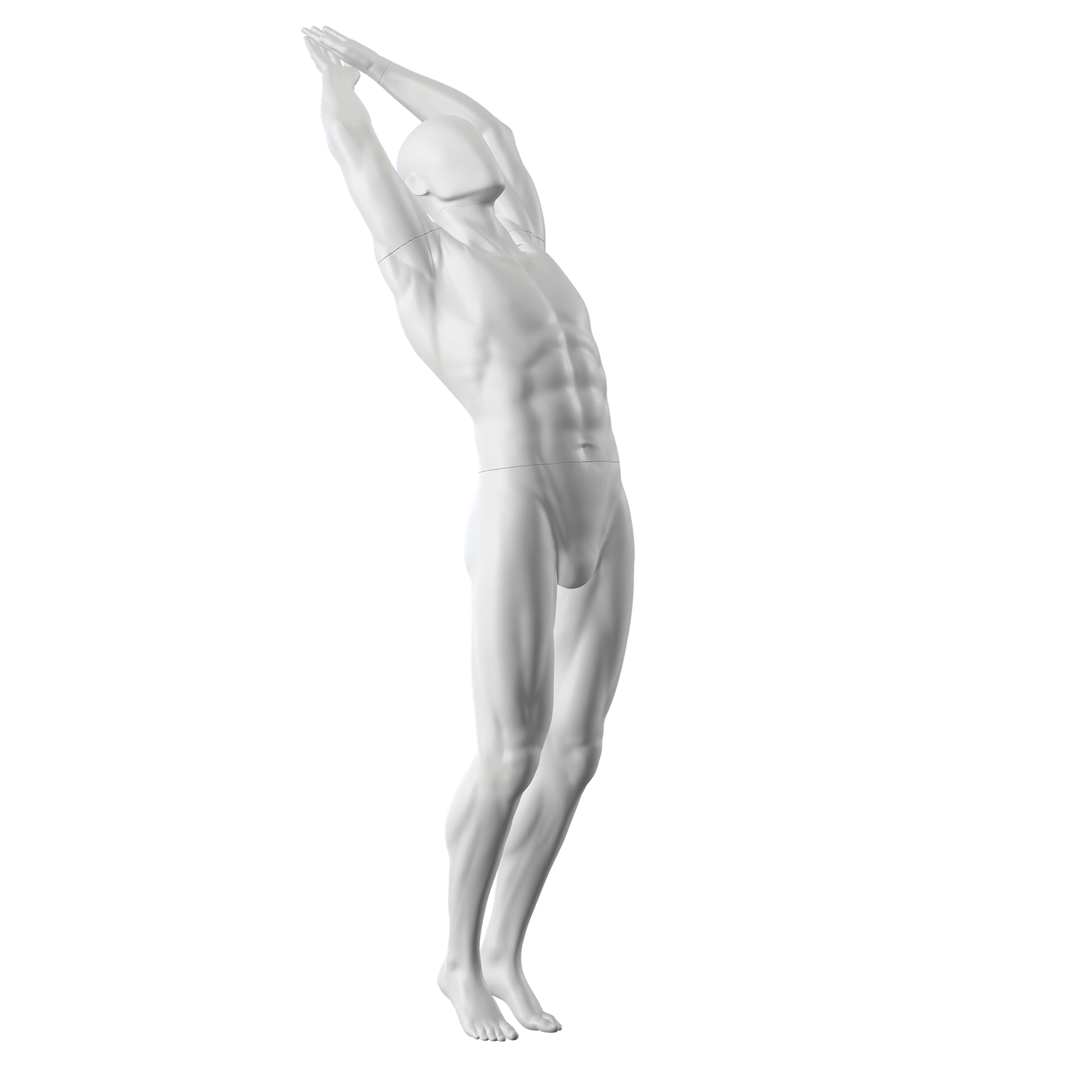 Diving sport mannequin, male, grey, abstract head, standing pose 325