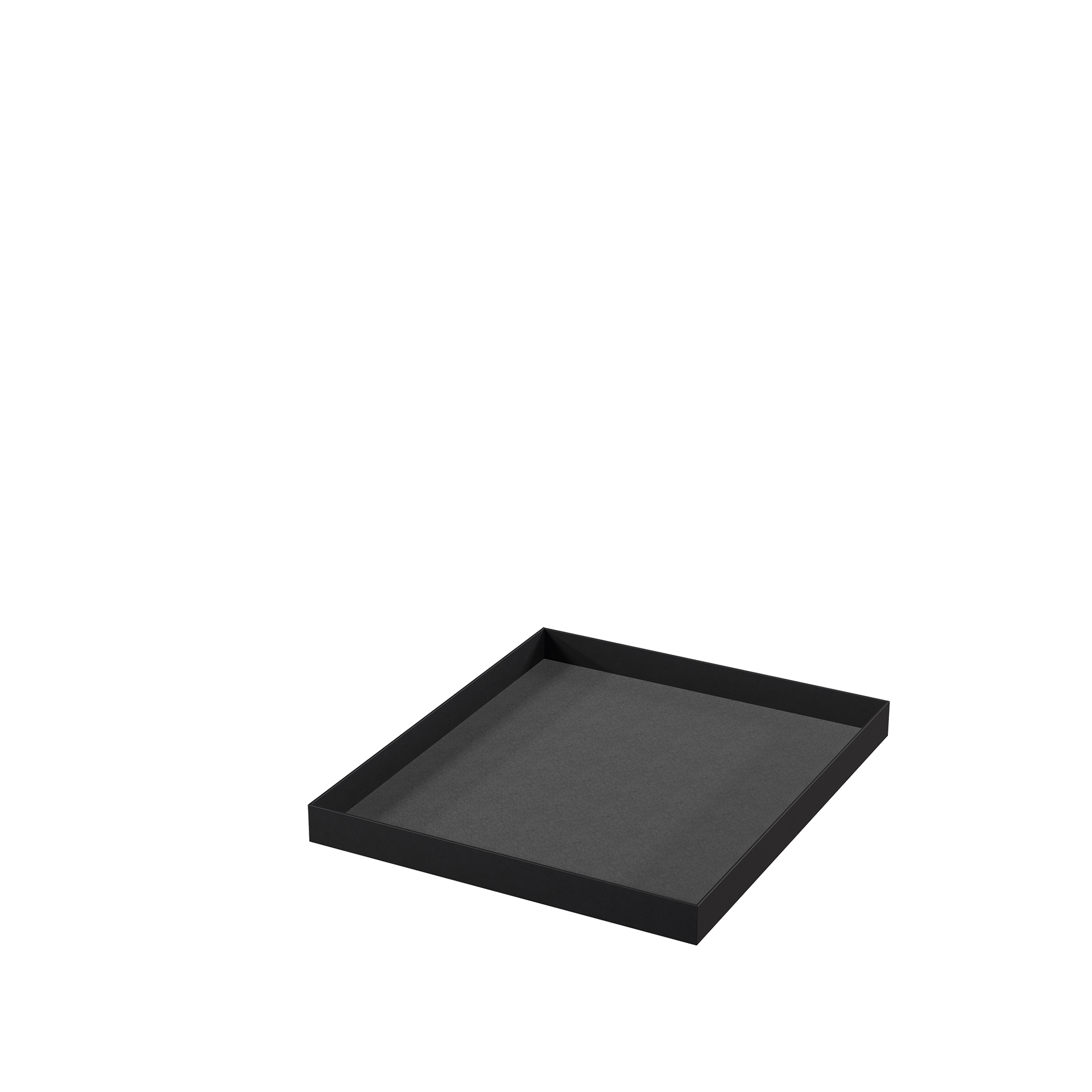 Display tray, black metal with black velvet lining, 35x30 cm