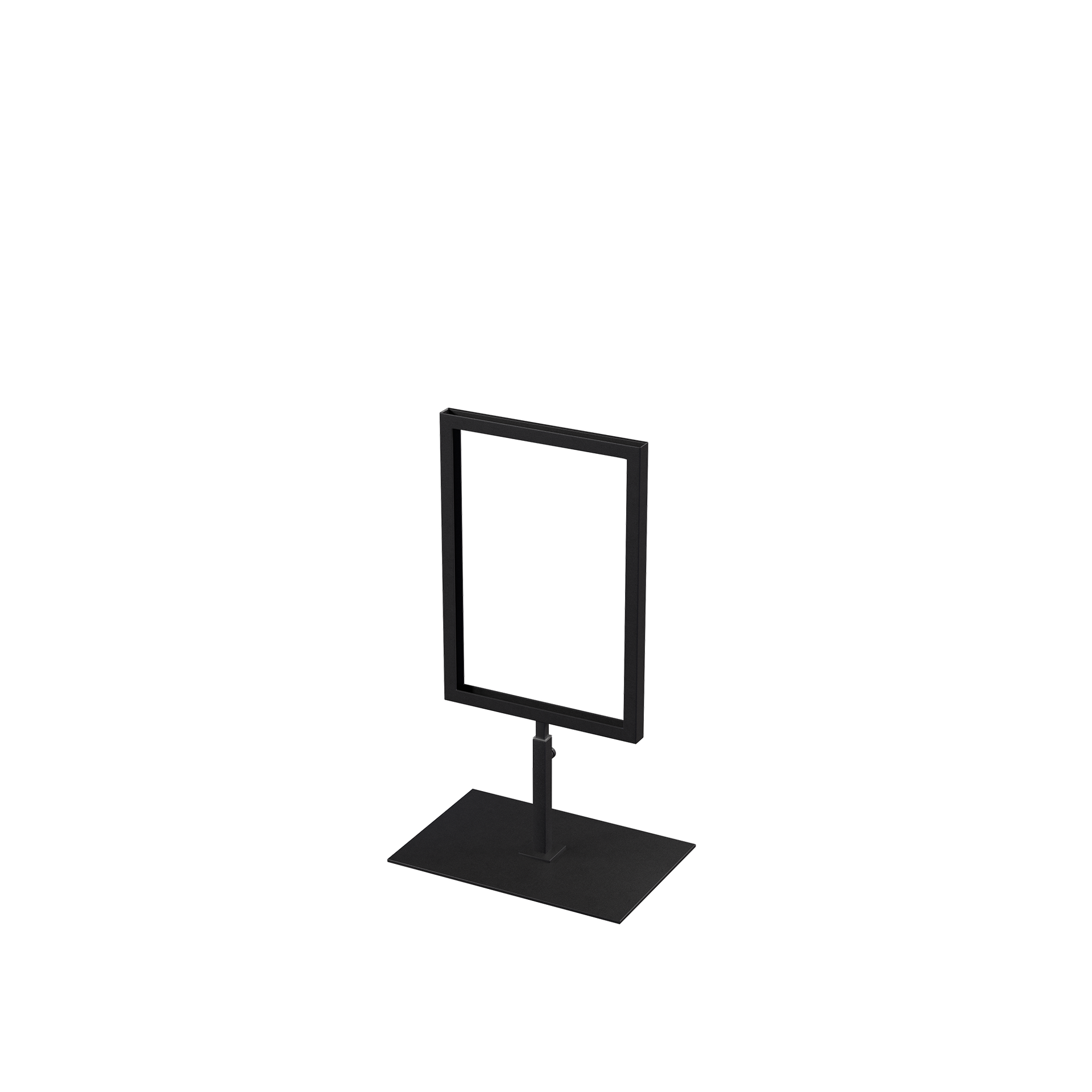 A5 info display, adjustable height, black powder-coated steel