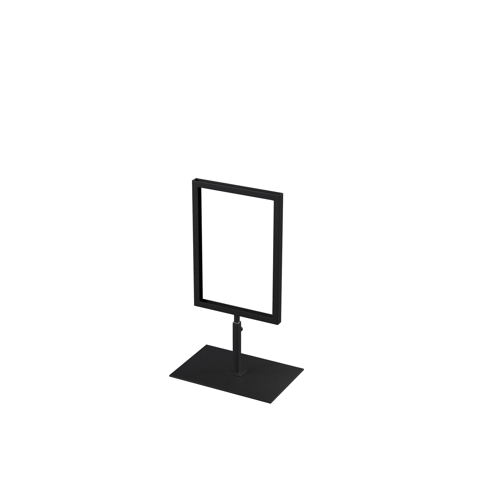 A5 info display, adjustable height, black powder-coated steel