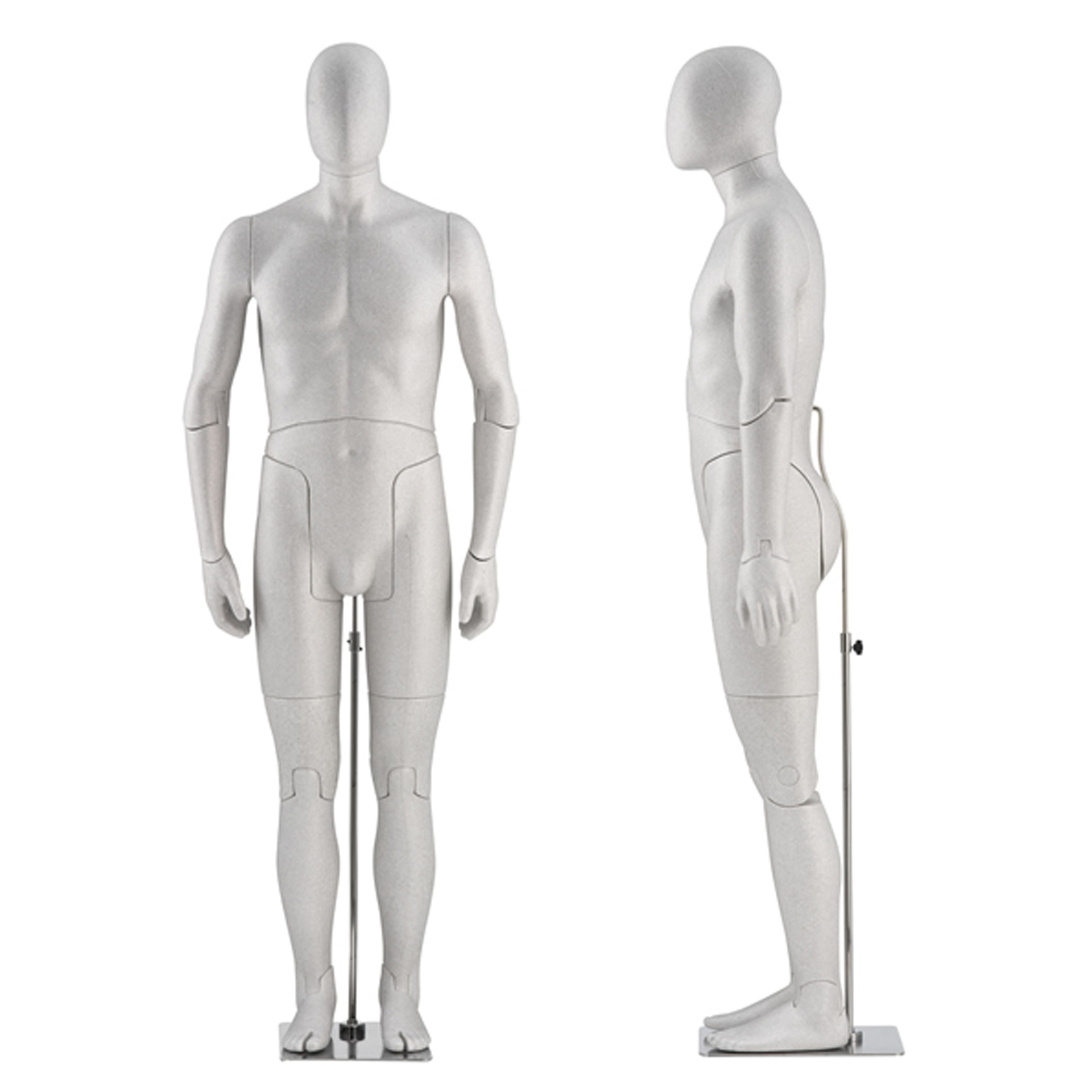 Male flexible mannequin, grey PP foam