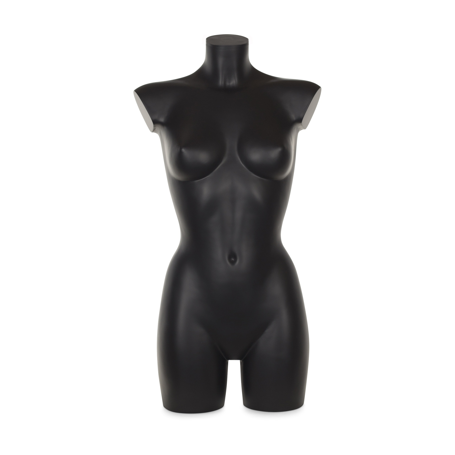 Plastic mannequin torso, female, B-cup, black recyclable plastic, with backscrew, pose 2005DB_BL