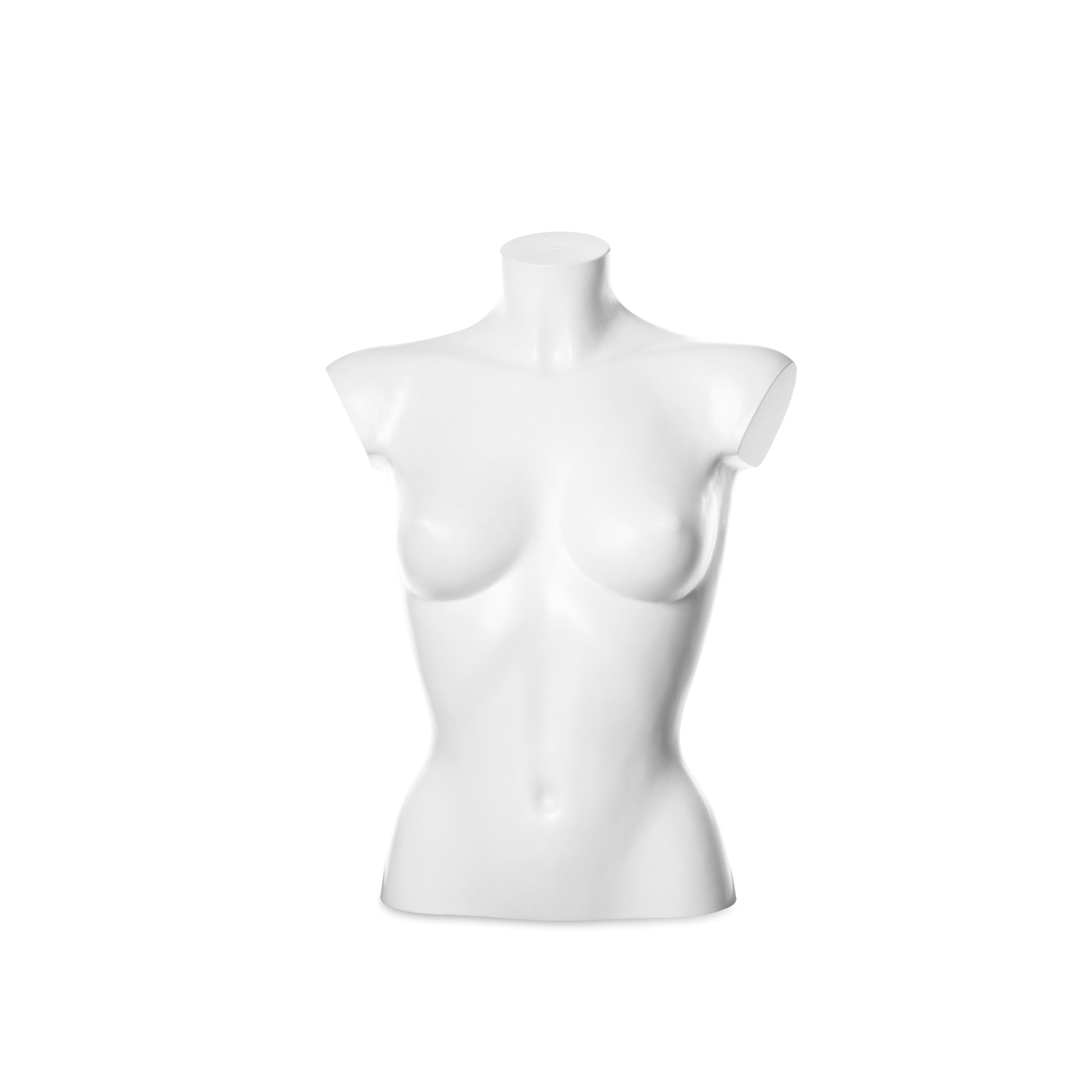 Busto femenino de plástico hasta debajo de la cintura, plástico blanco reciclable, pose 2005DCL_WH.