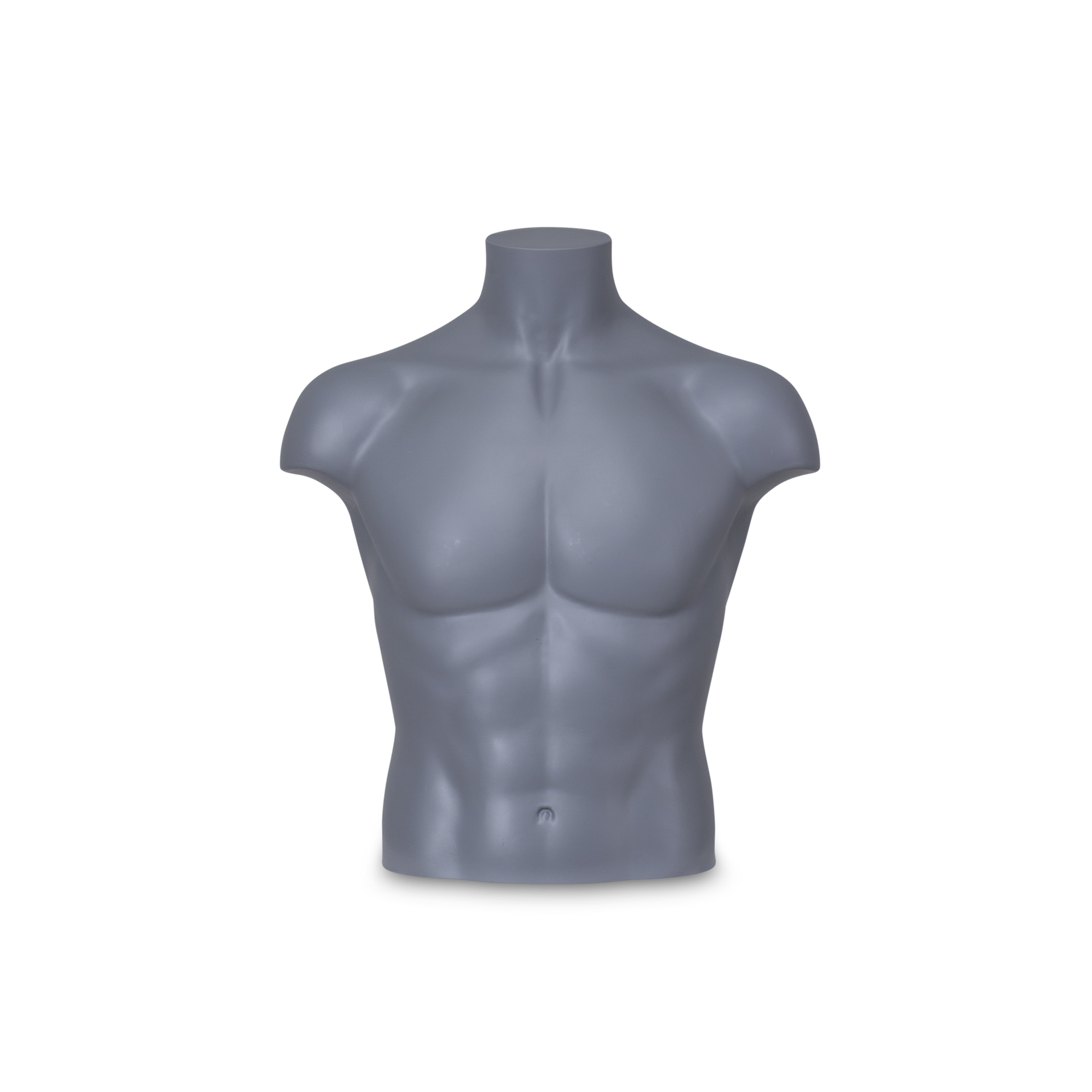 Plastic mannequin bust, short model, male, grey recyclable plastic, pose MSLBUL_GR