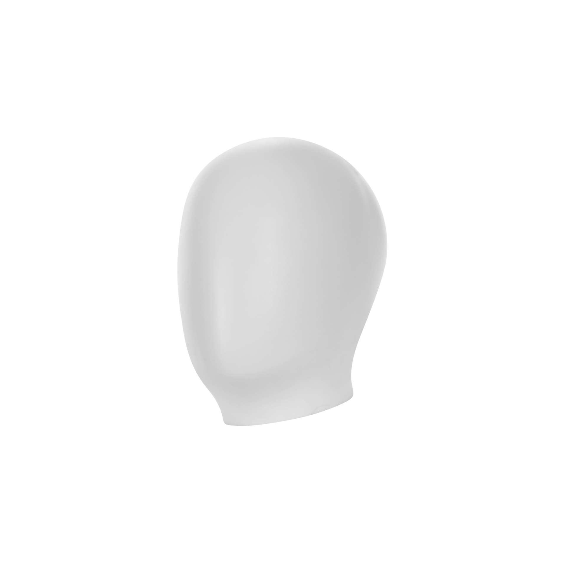 Tête femme abstraite en plastique, plastique recyclable blanc, pose TED_WH