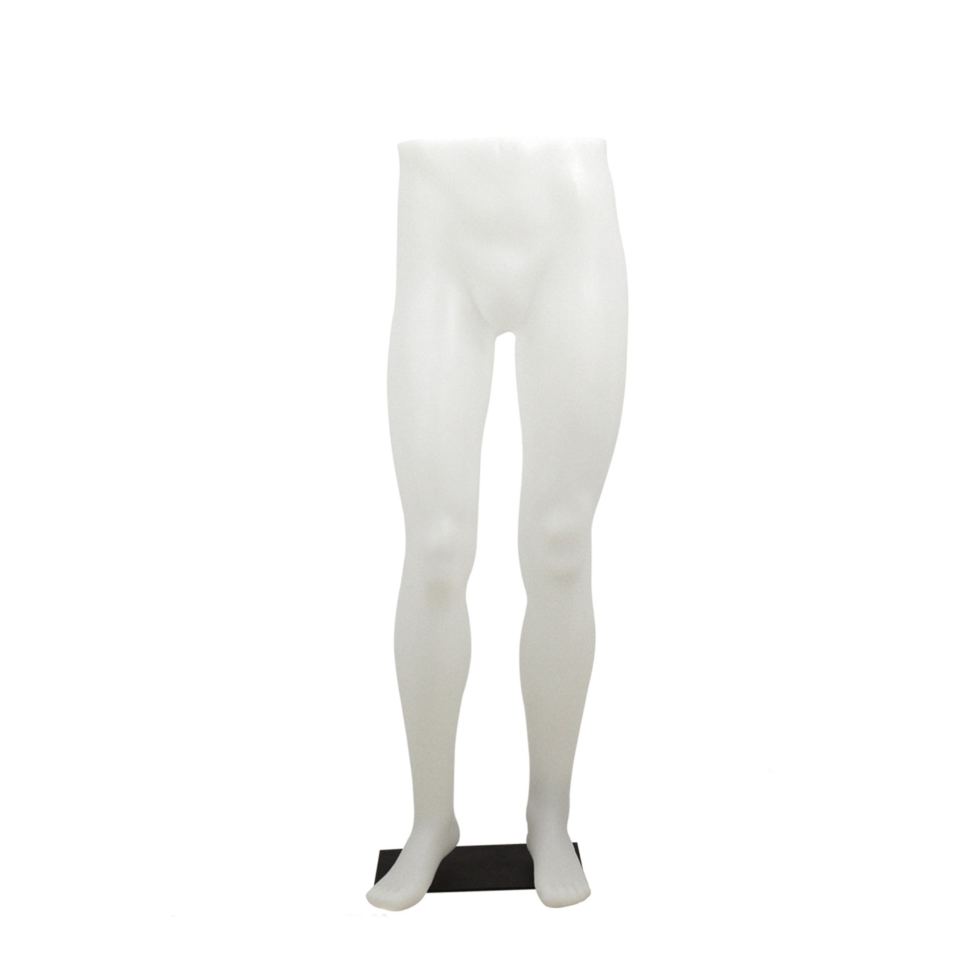 Présentoir jambes hommes pour pantalons blanc avec socle rectangulaire noir laqué avec pin de pied et de mollet