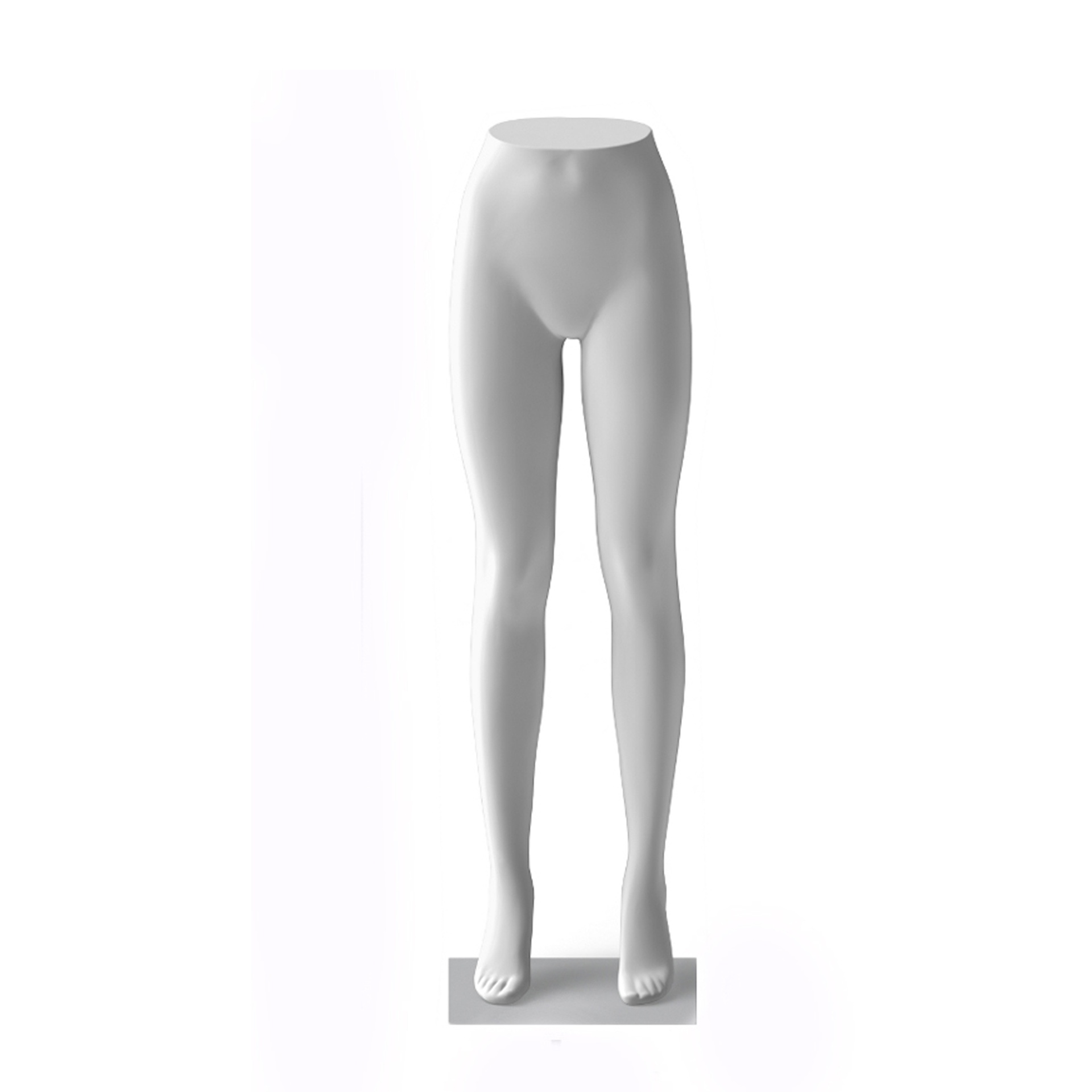 Women's leg display, for trousers, white, including square powder-coated gray base plate