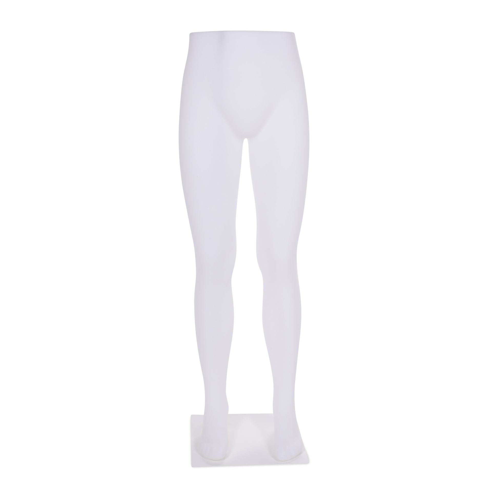 Présentoir jambes hommes pour pantalons blanc avec socle carré gris laqué avec pin de mollet