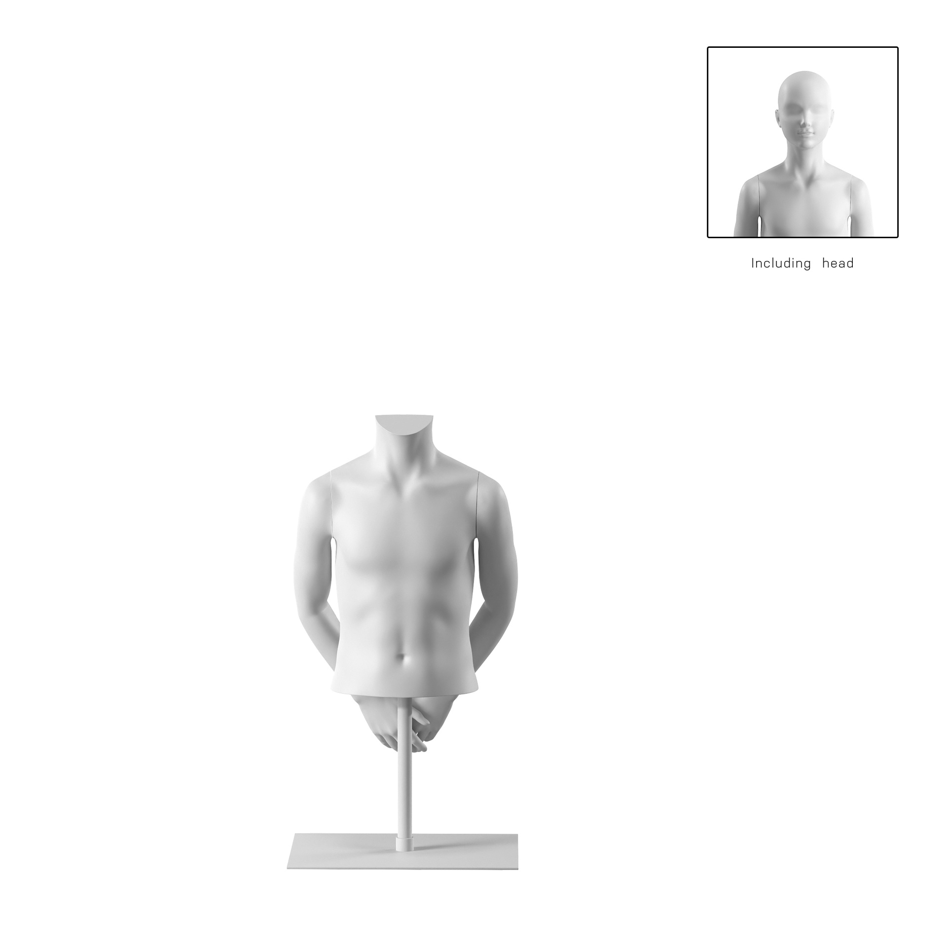 Torso infantil corto, 8a, blanco, sin cabeza, FRP