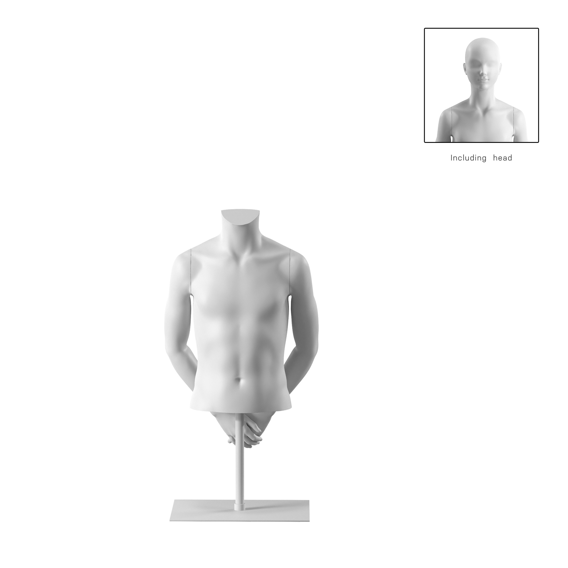 Torso infantil corto, 12a, blanco, sin cabeza, FRP