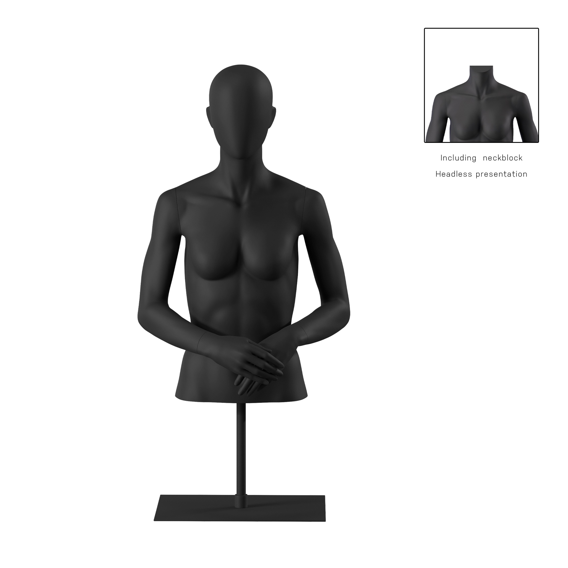 Female bust on stand, abstract head, black, pose 052