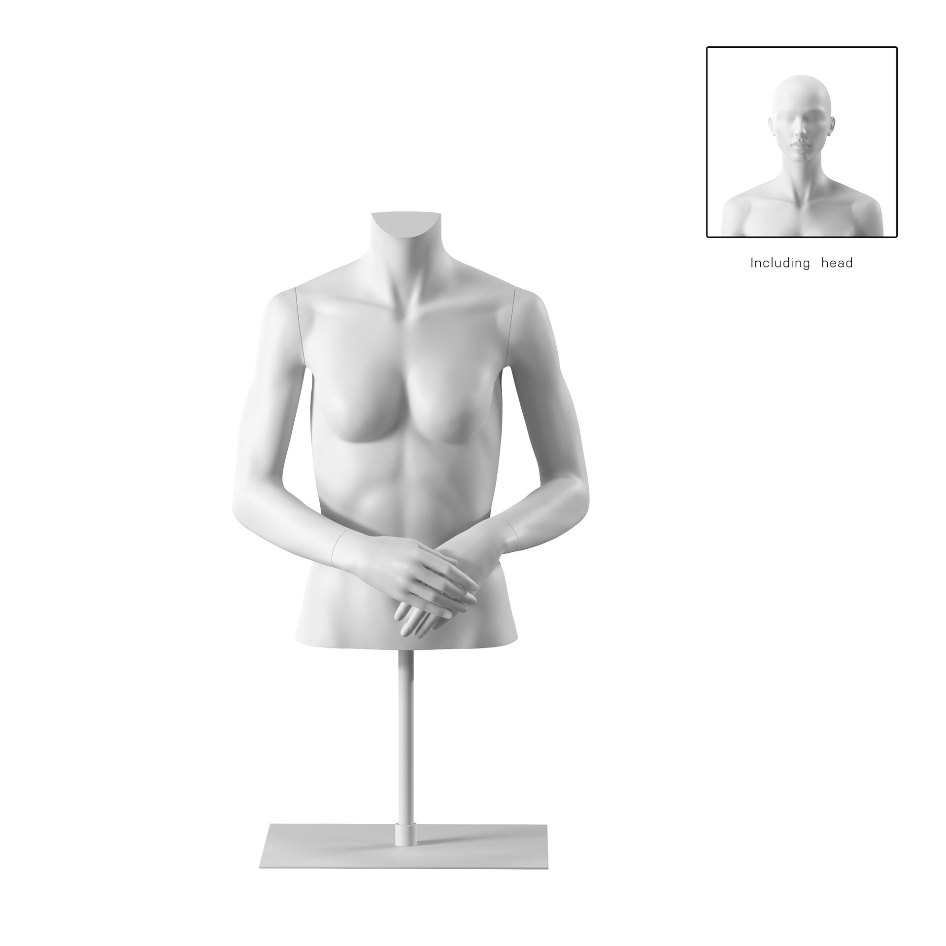 Torso mujer corto, blanco, incl base, Bio FRP