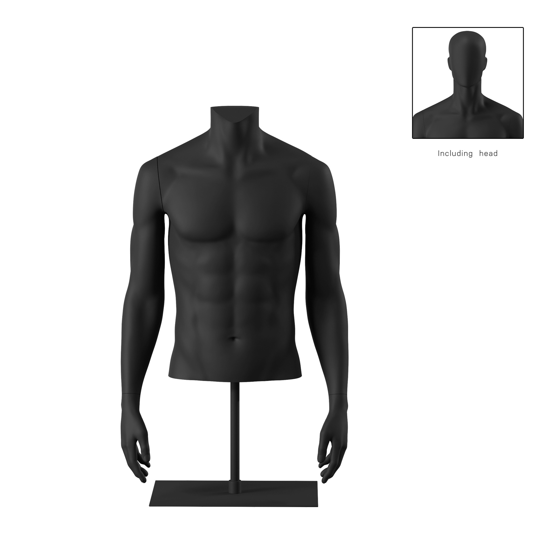 Torso hombre corto, negro, incl. base, Bio FRP