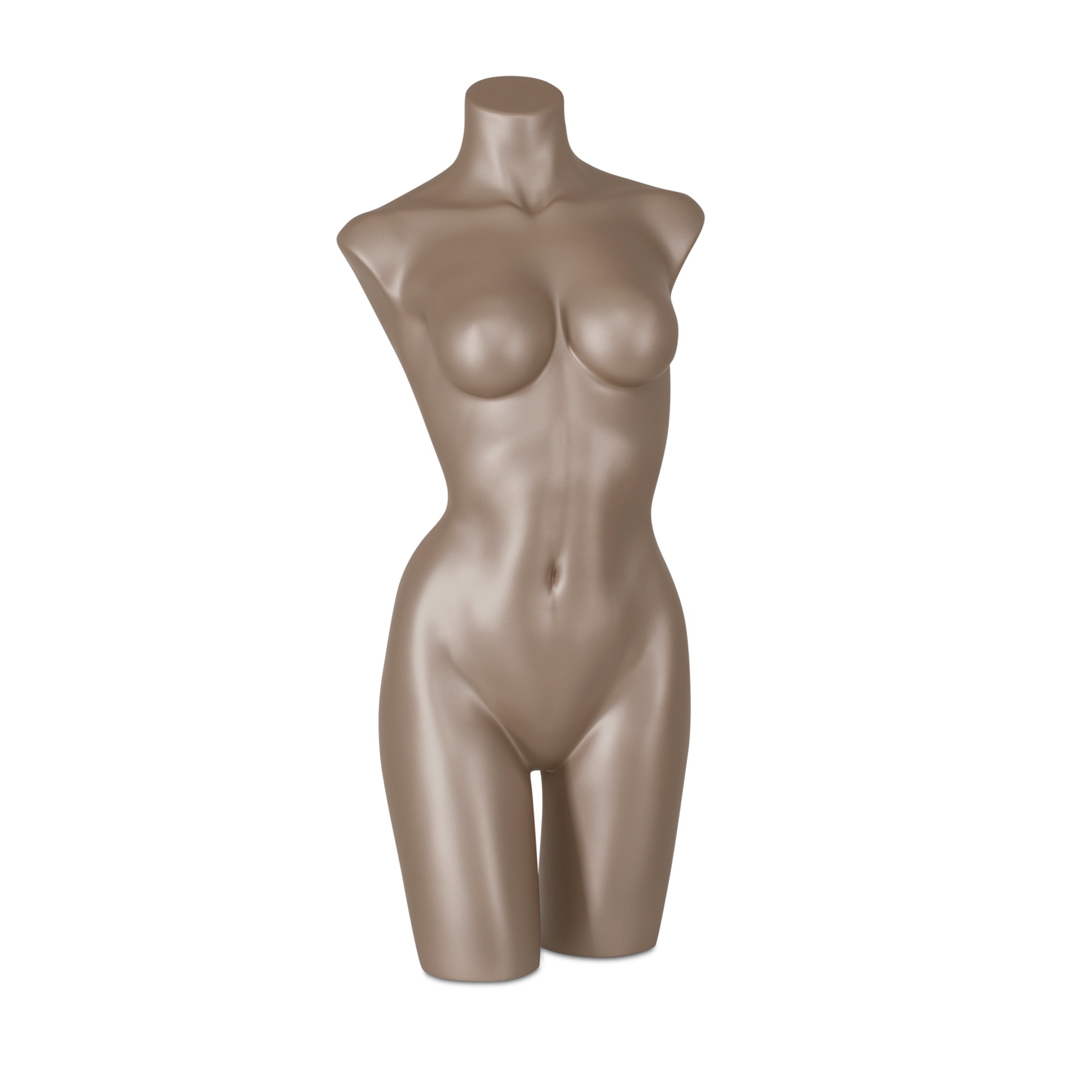 Lingerie torso, female, C-cup, bronze metallic skin color, pose 004