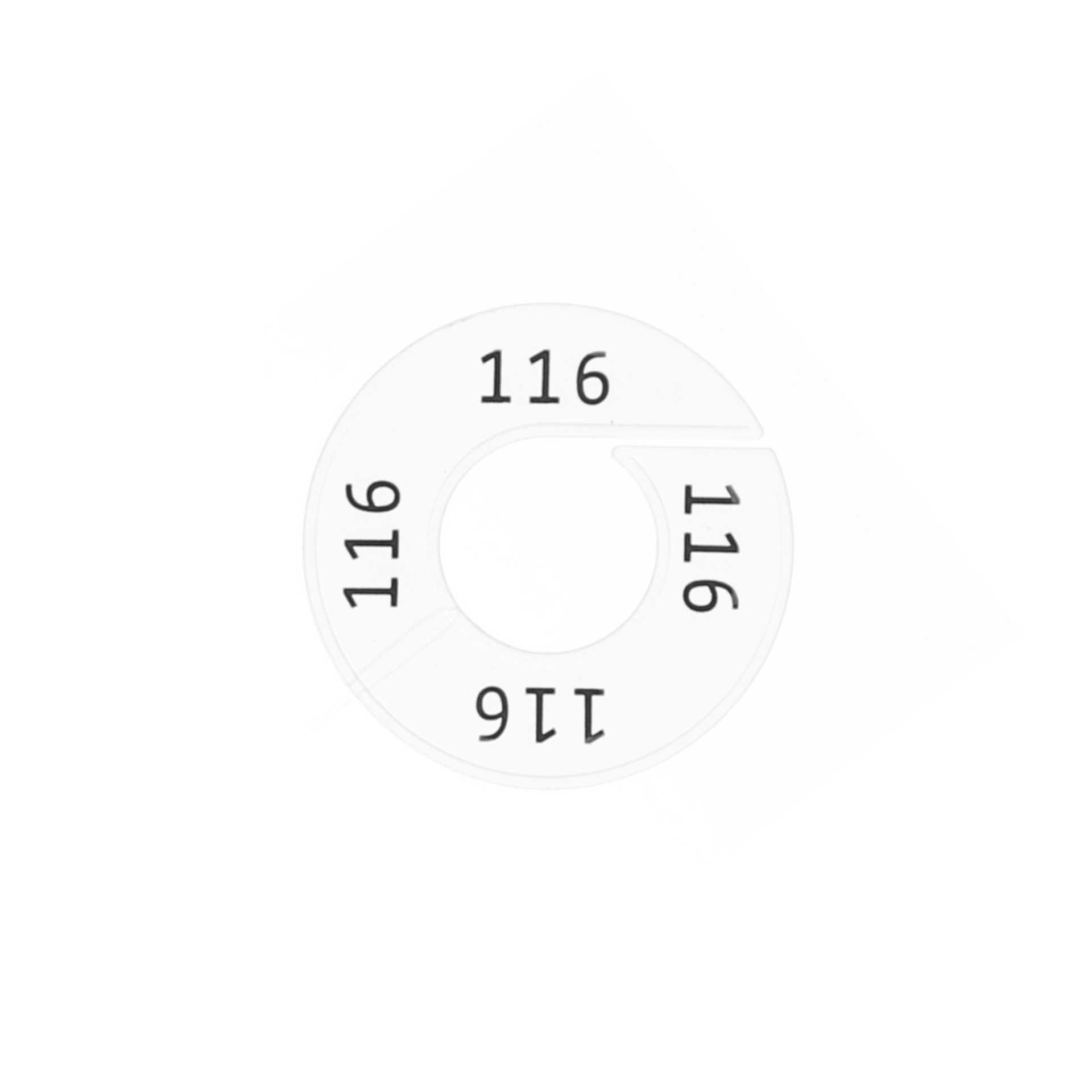 Rond de taille,blanc,emprimé noir "116",par 10 pcs