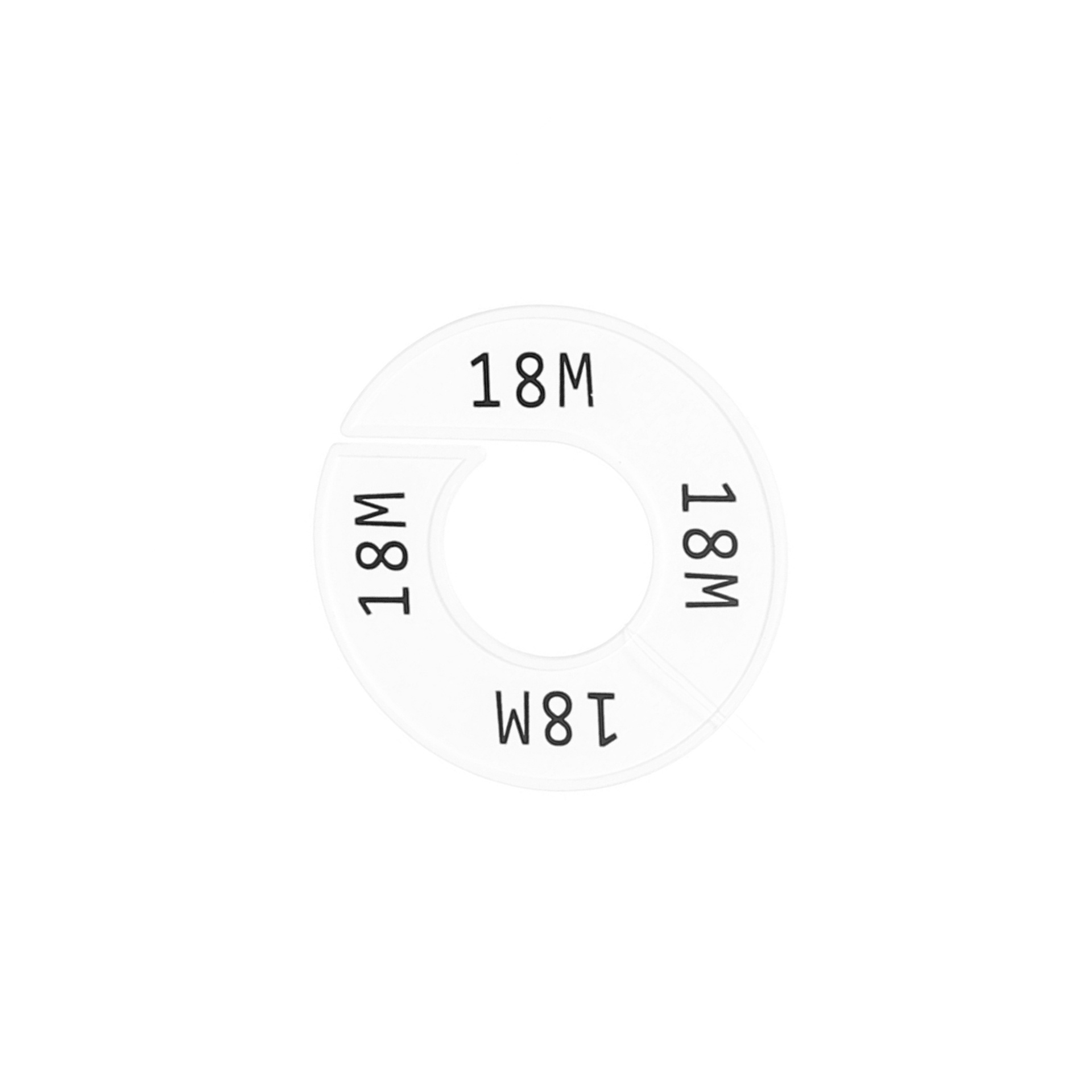 Maataanduider, wit, zwarte opdruk "18 M",per 10 st