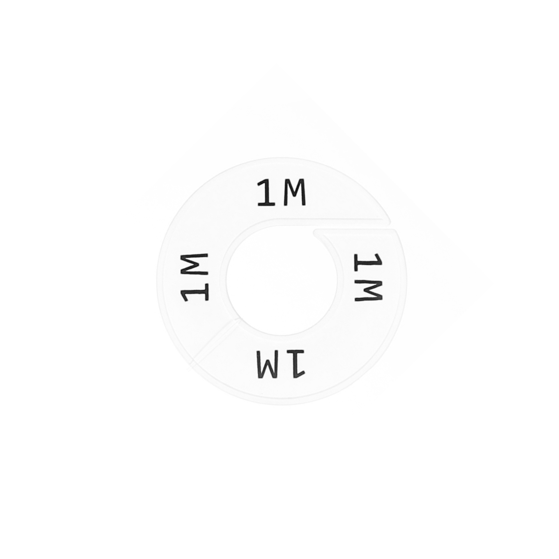 Maataanduider, wit, zwarte opdruk "1 M" ,per 10 st