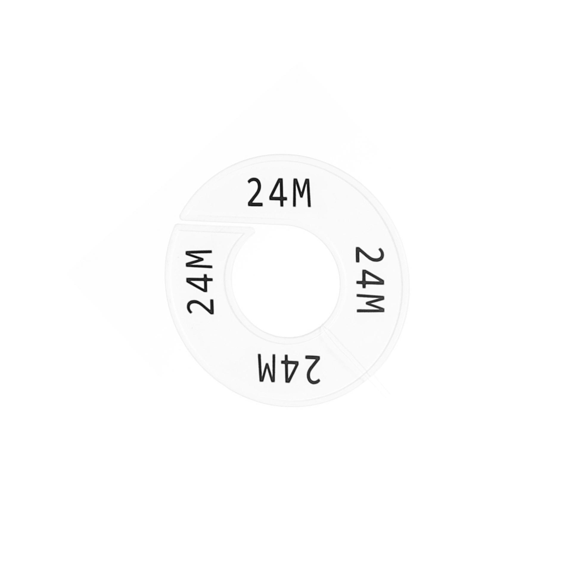 Maataanduider, wit, zwarte opdruk "24 M",per 10 st