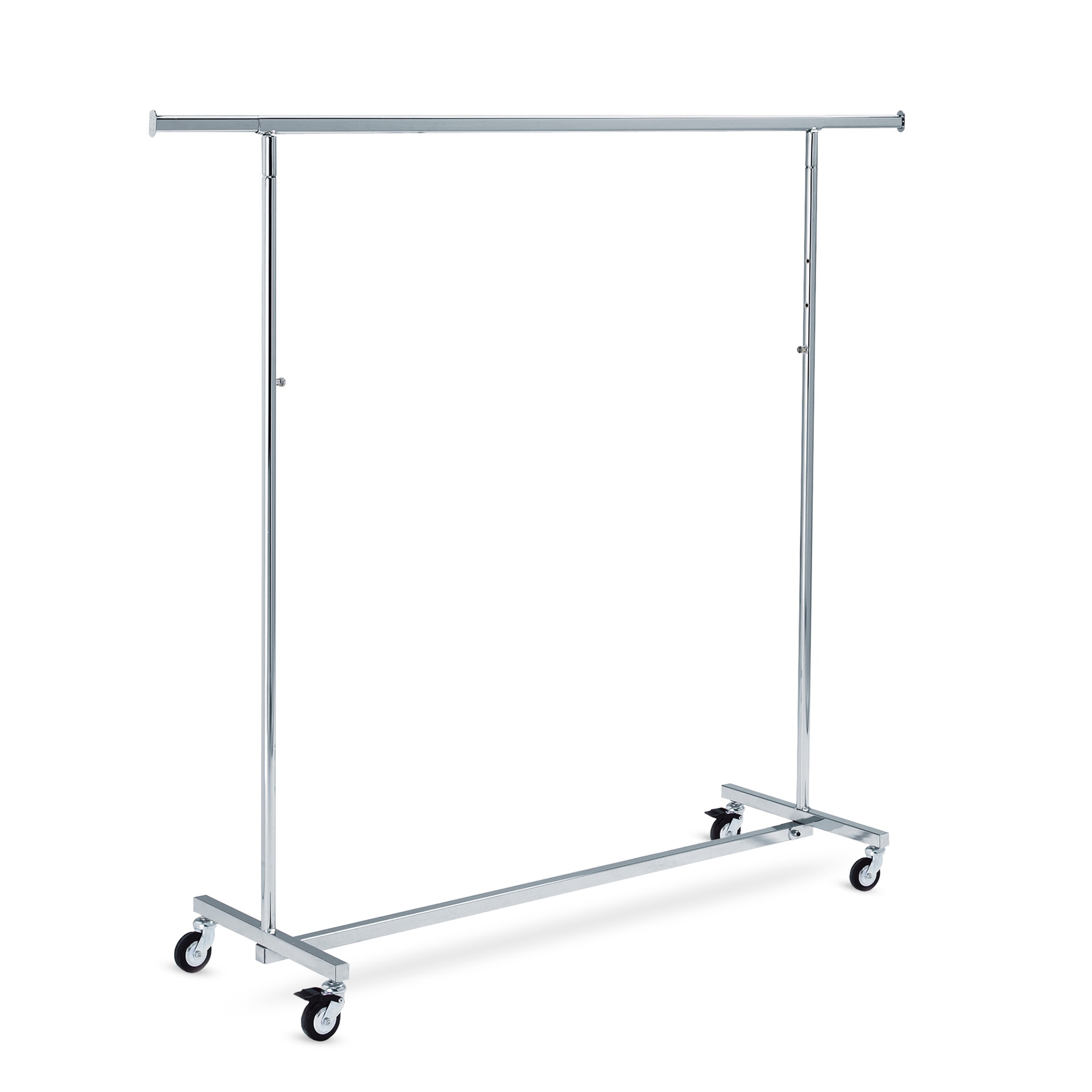 Folding clothes rack with wheels, height adjustable bars, 100cm, chroom, wheels with brakes