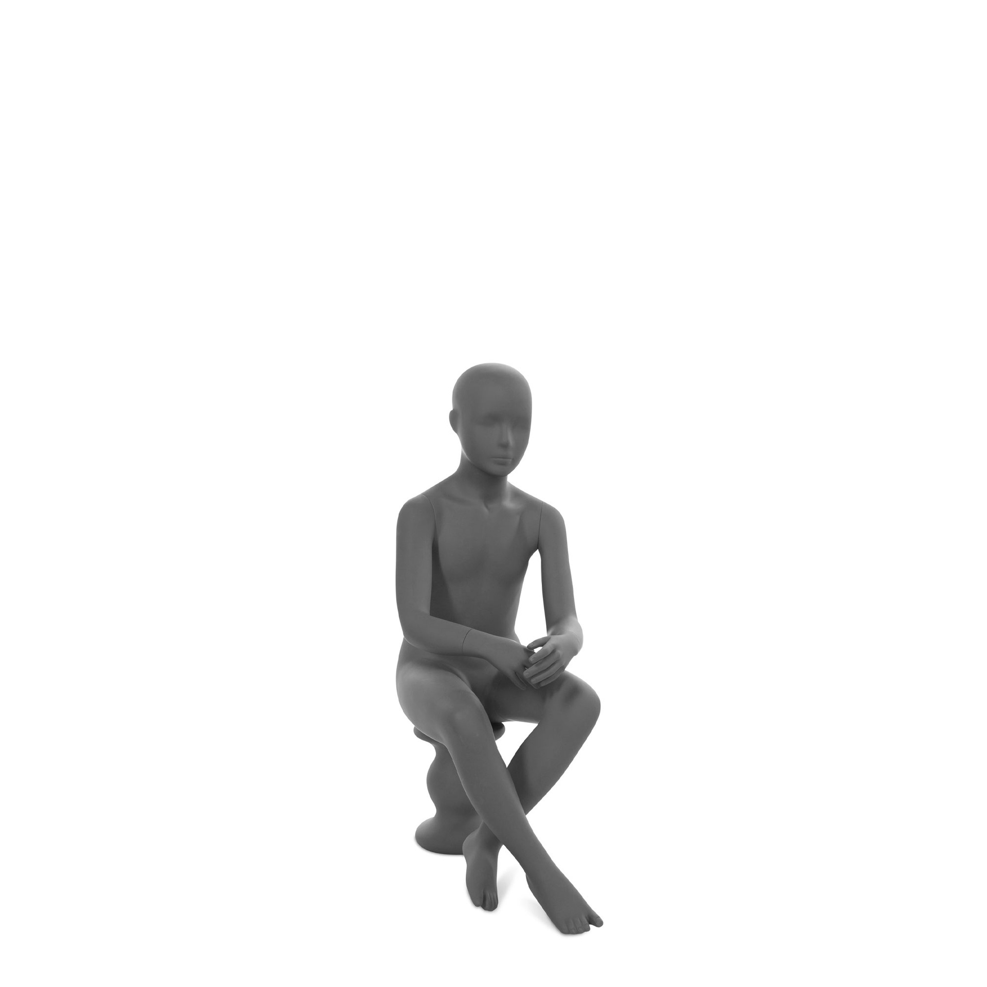 Child window mannequin abstract head, seated posit