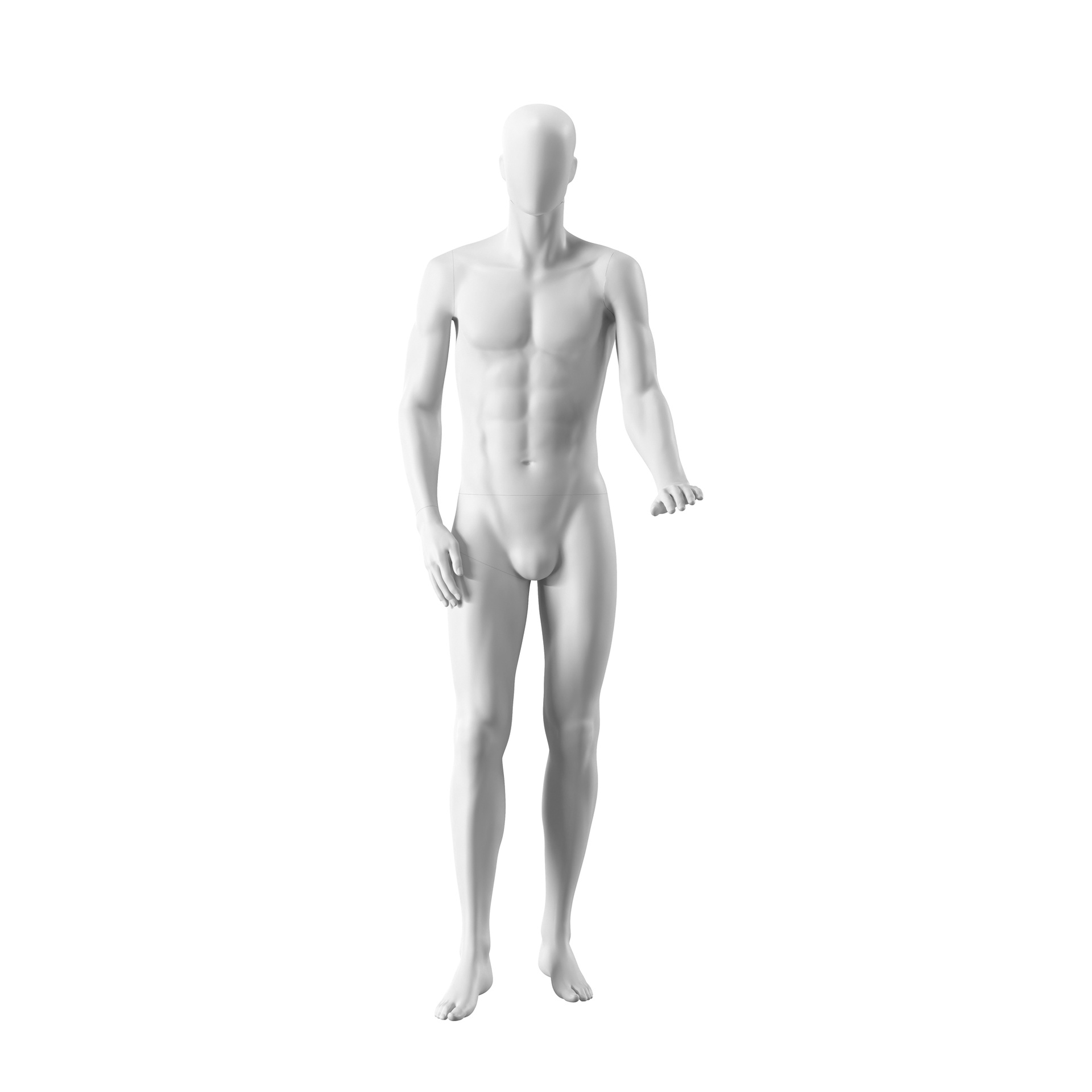 Realistic mannequin, male, urban style, matt white, standing pose 311