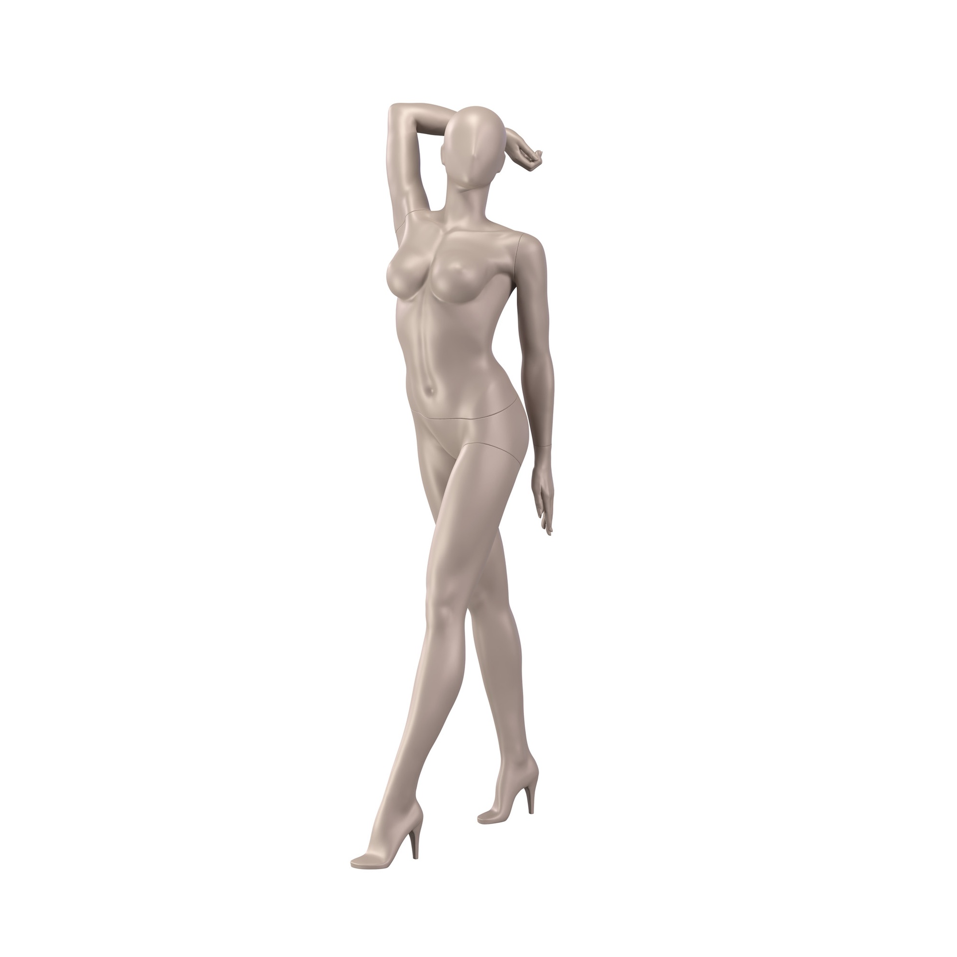 Paspop lingerie dame, B-cup, metallic huidskleur, staande pose 01B