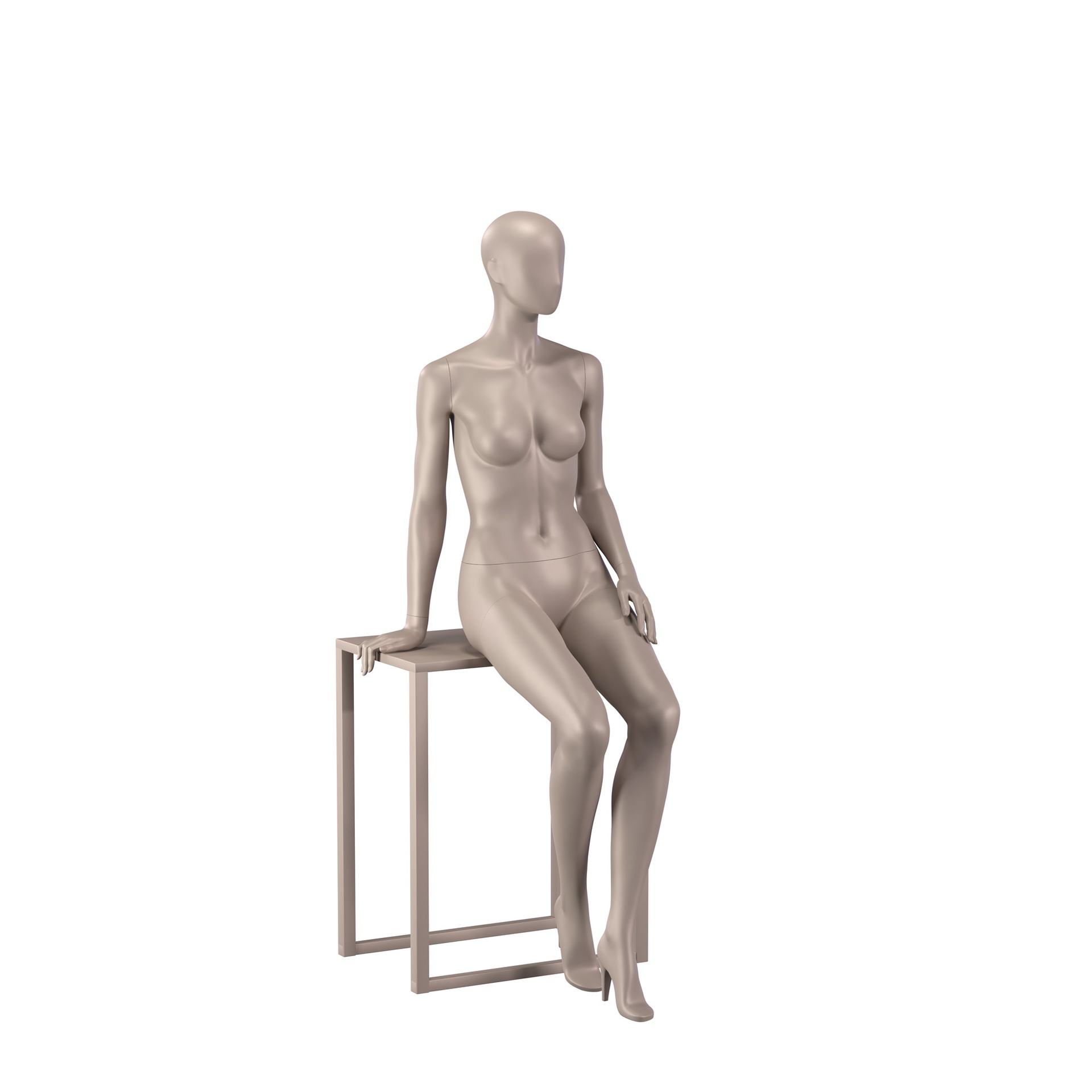 Mannequin Dessous Dame, B-Cup, metallische Hautfarbe, sitzende Pose 10B

