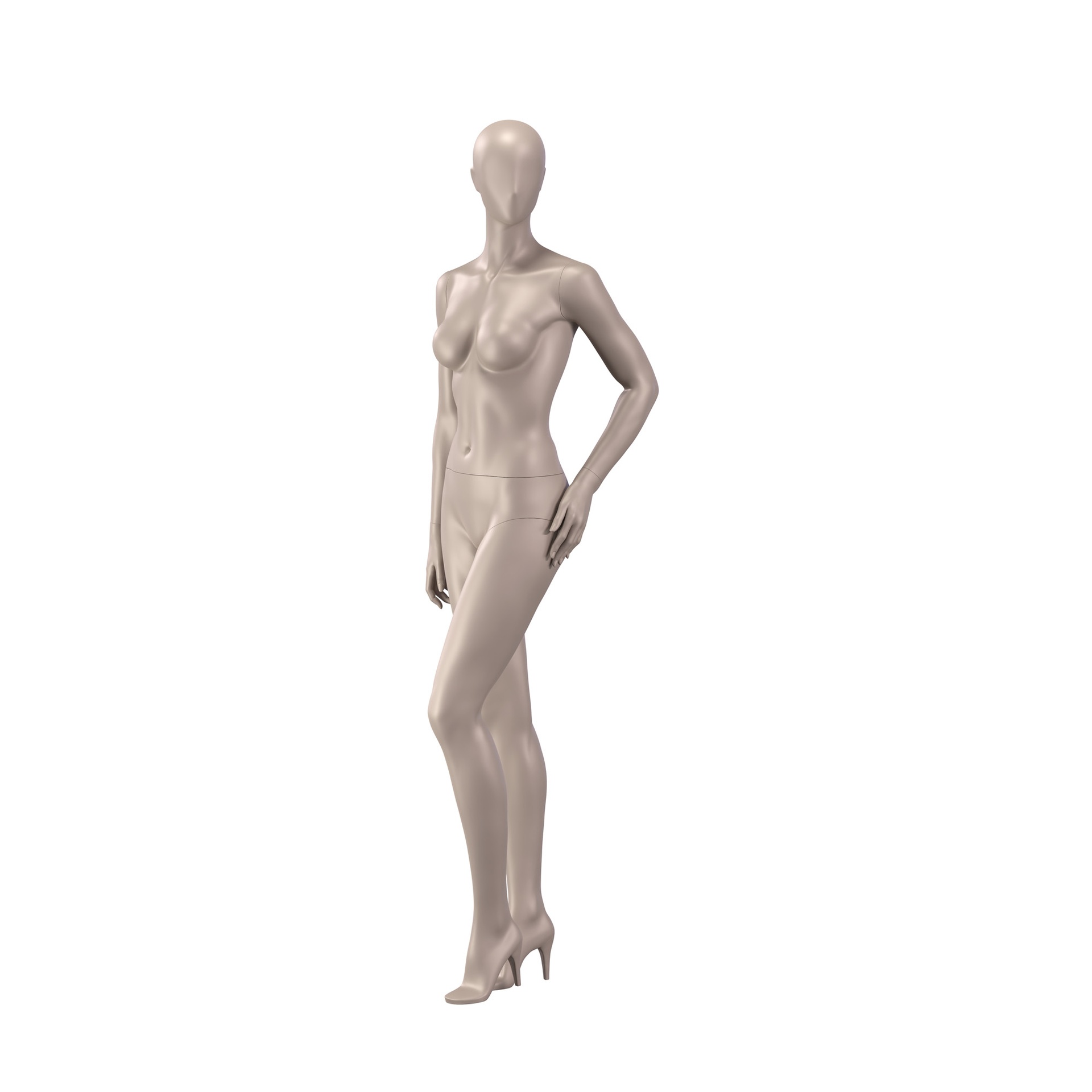 Underwear mannequin, female, B-cup, bronze metallic skin color mat, standing pose 09B