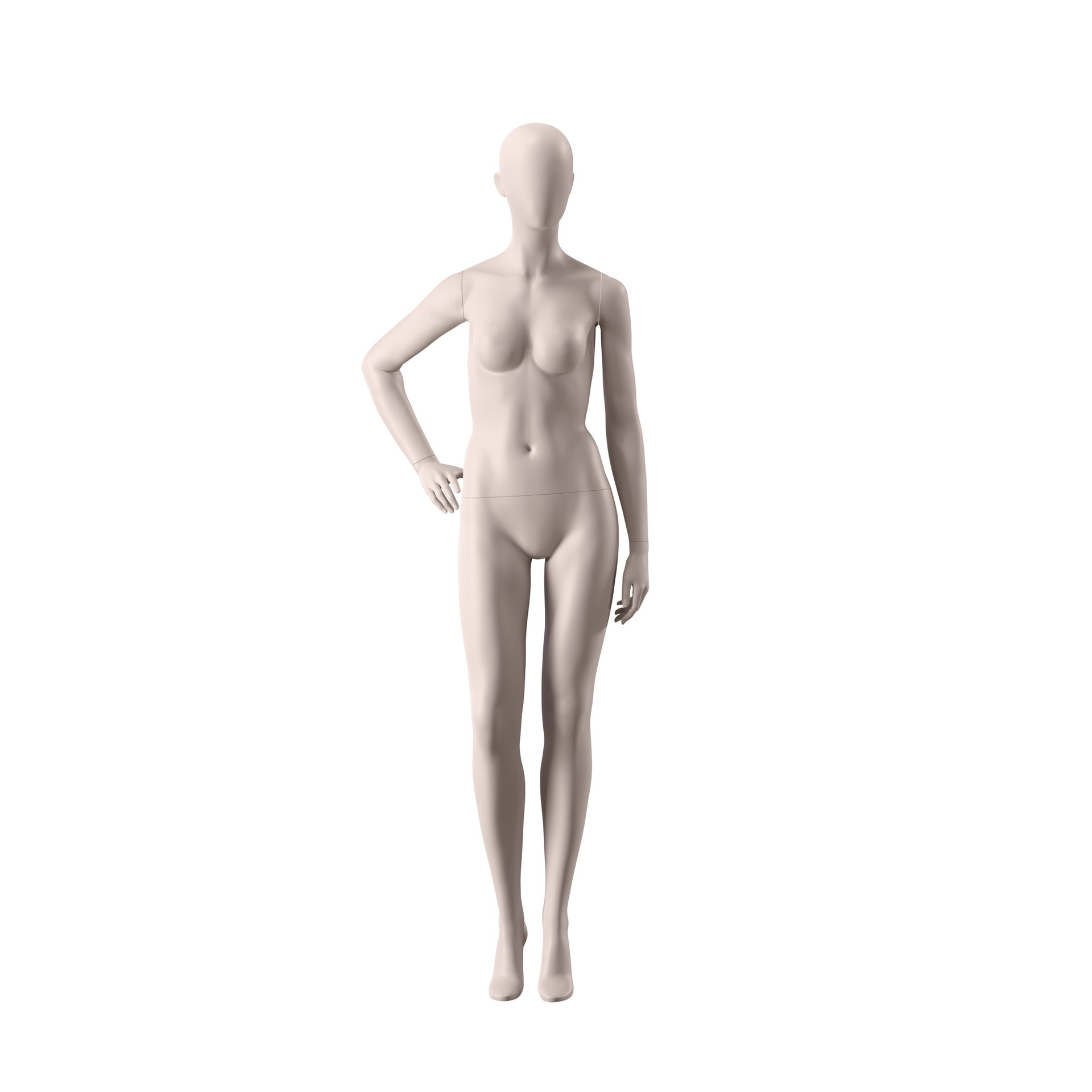 Eco friendly mannequin, female, nude skin color, egghead, pose 012