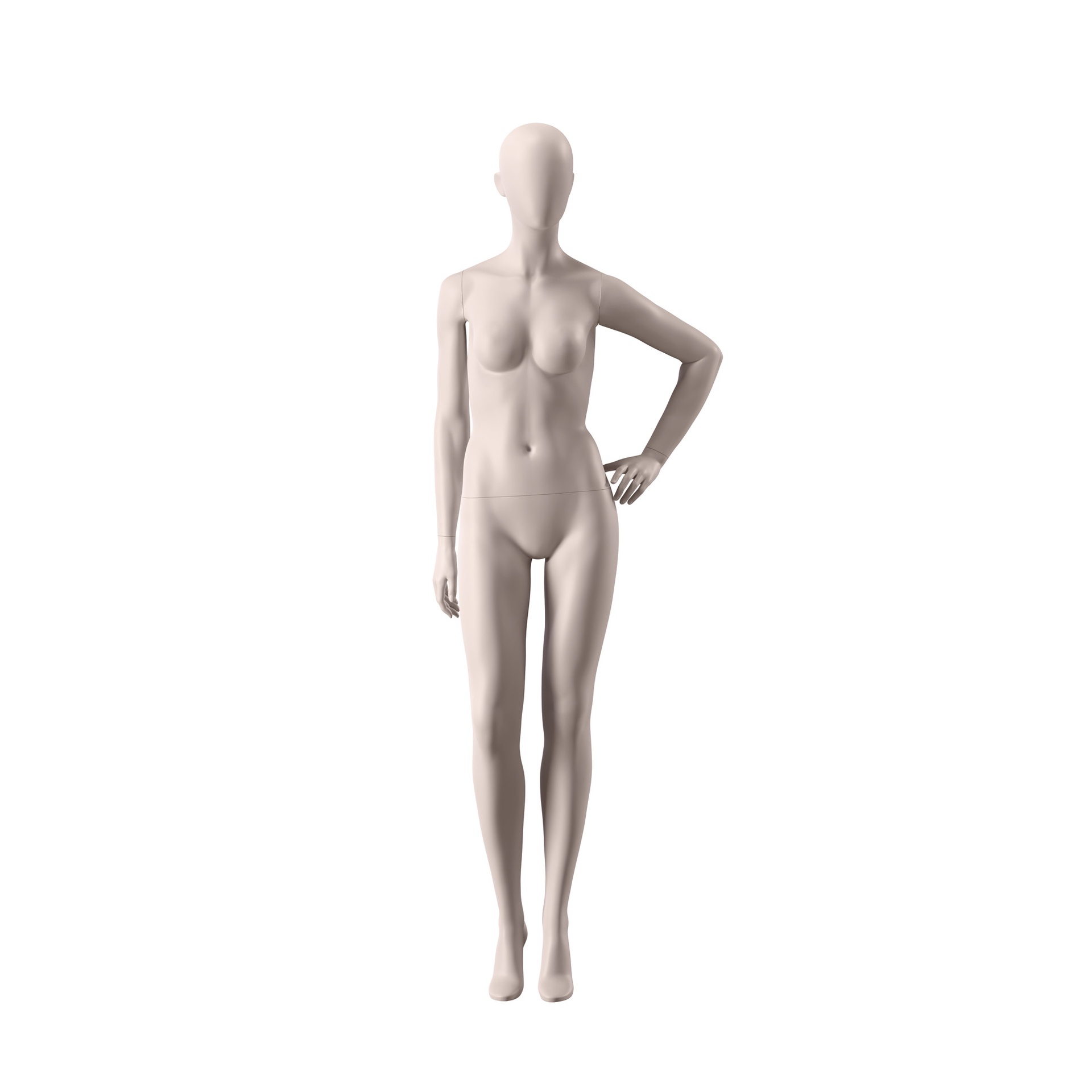 Eco friendly mannequin, female, nude skin color, egghead, pose 022