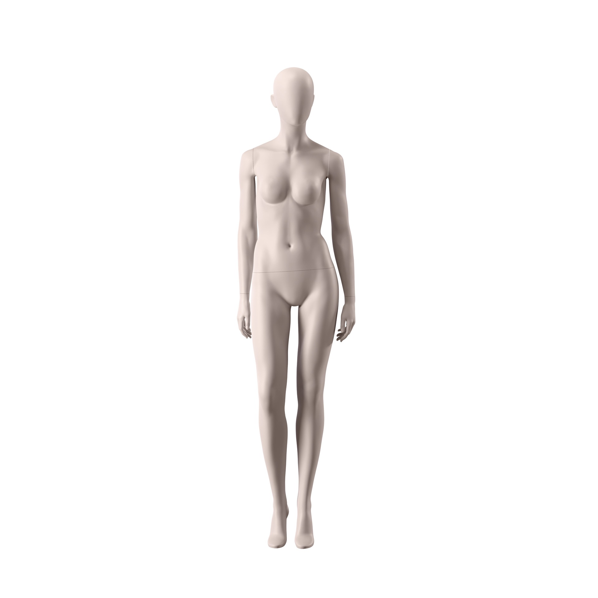 Eco friendly mannequin, female, nude skin color, egghead, pose 002