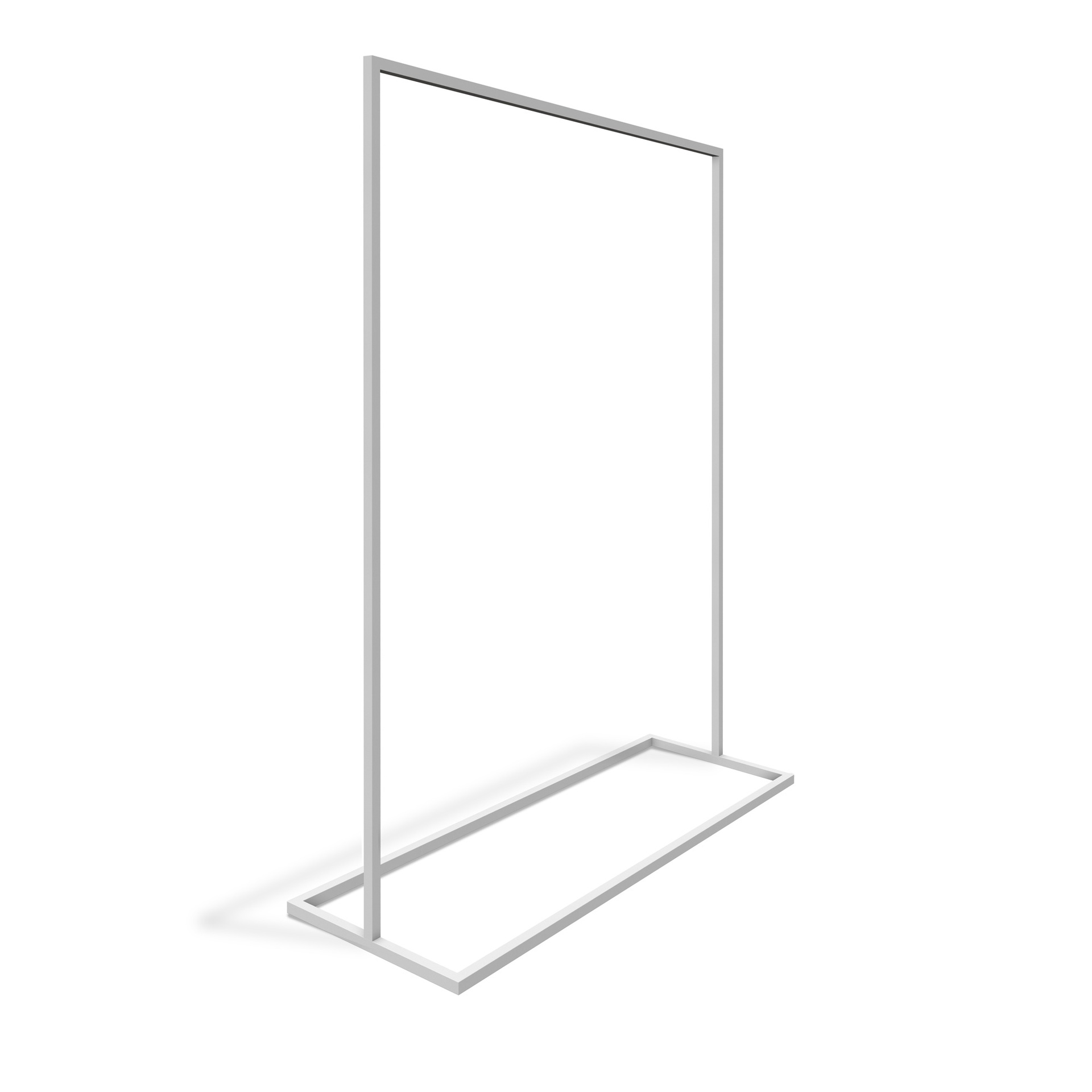 Heavy duty clothing rack, short model, for long dresses, square metal tube, white matt