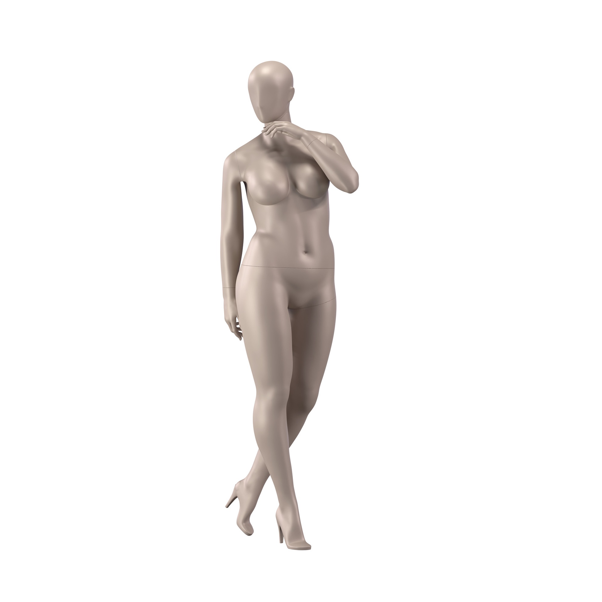 Underwear mannequin, female, plus size model, C-cup, bronze metallic skin color mat, standing pose 21C