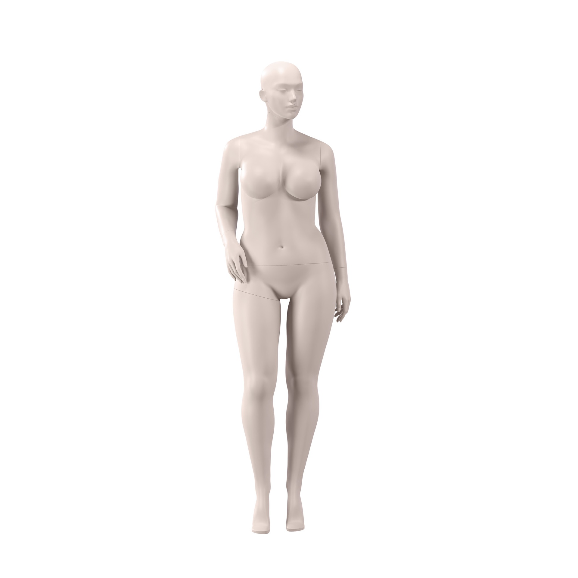 Lingerie mannequin, plus size, female, D-cup, nude skin color mat, standing pose 20D