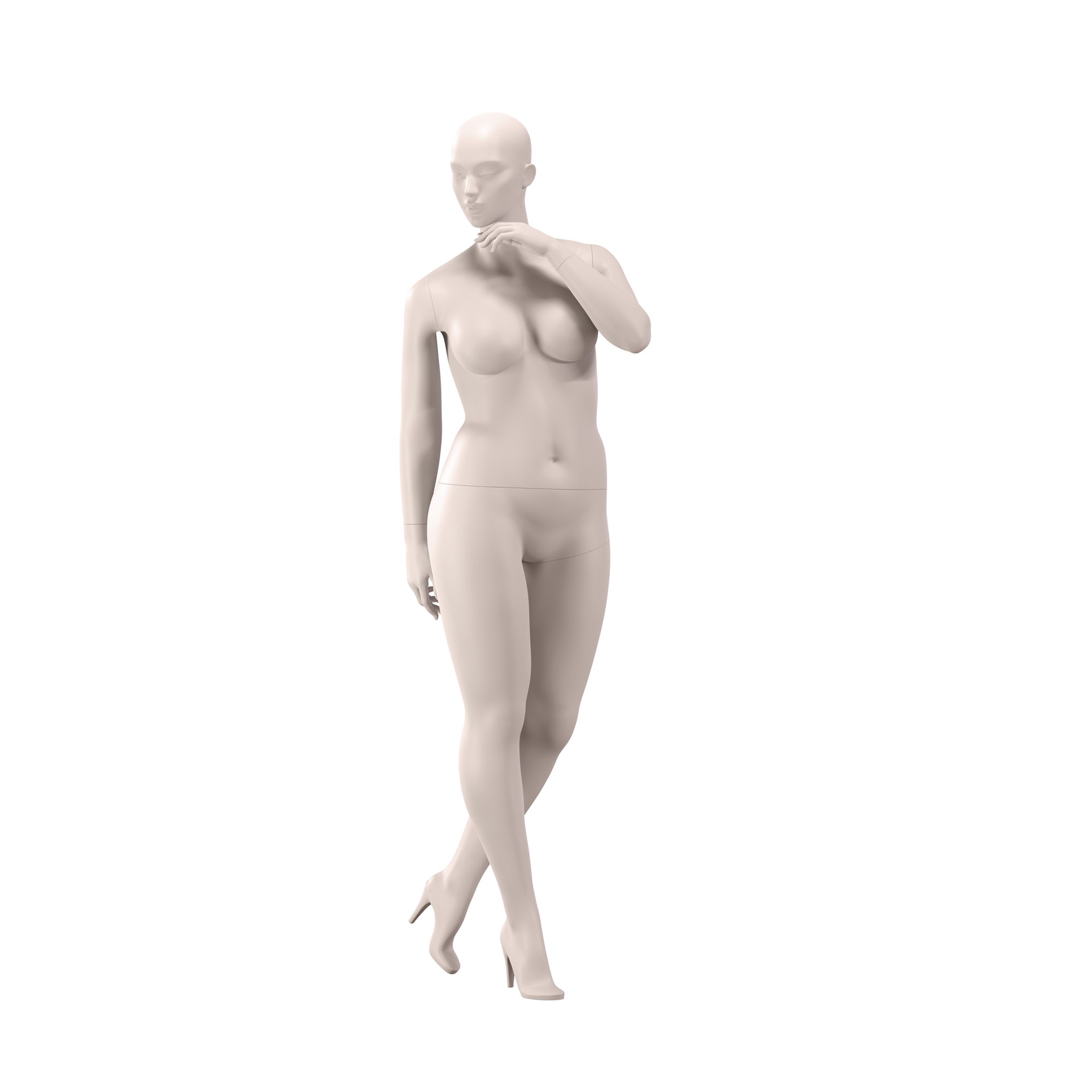 Lingerie mannequin, plus size, female, C-cup, nude skin color mat, standing pose 21C