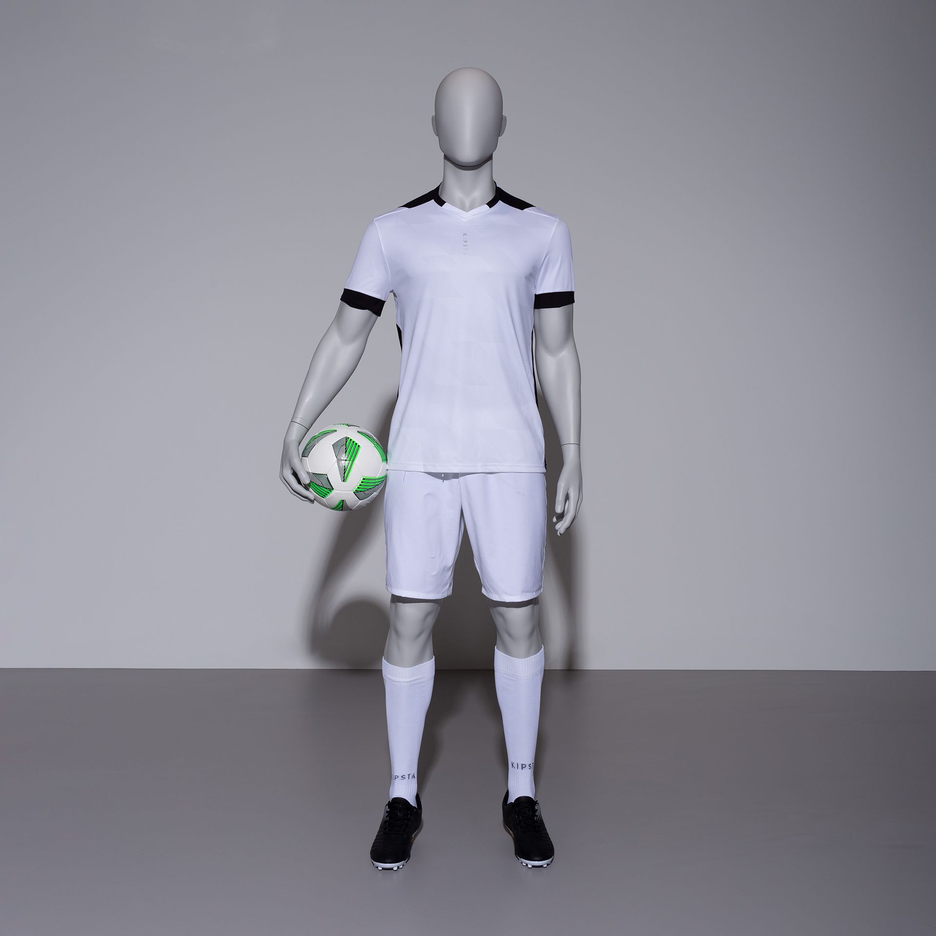 Voetbal sport heren mannequin, grijs, abstract hoofd, staande pose 309