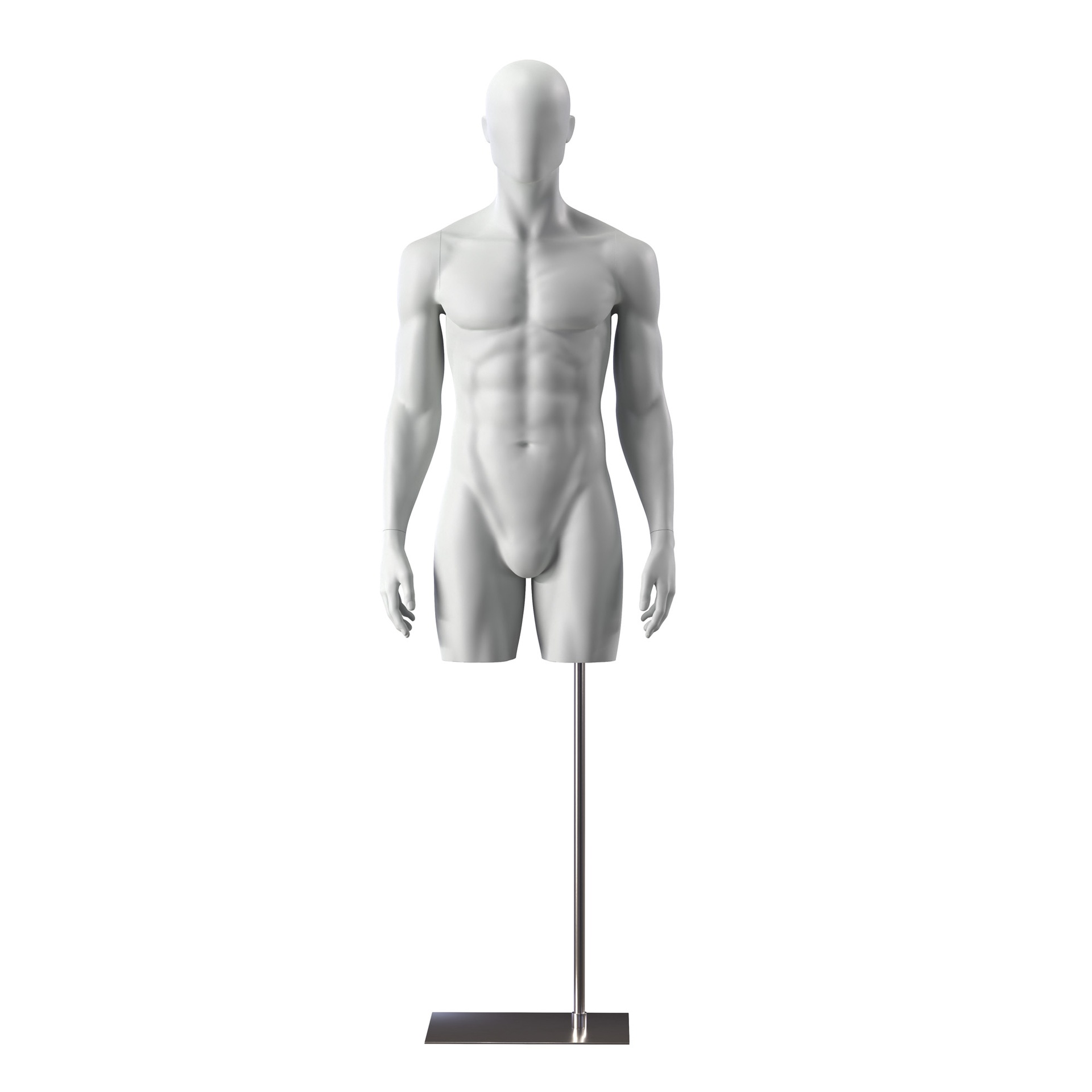 Sport torso with legs, male, grey, metal base, abstract head, pose 501